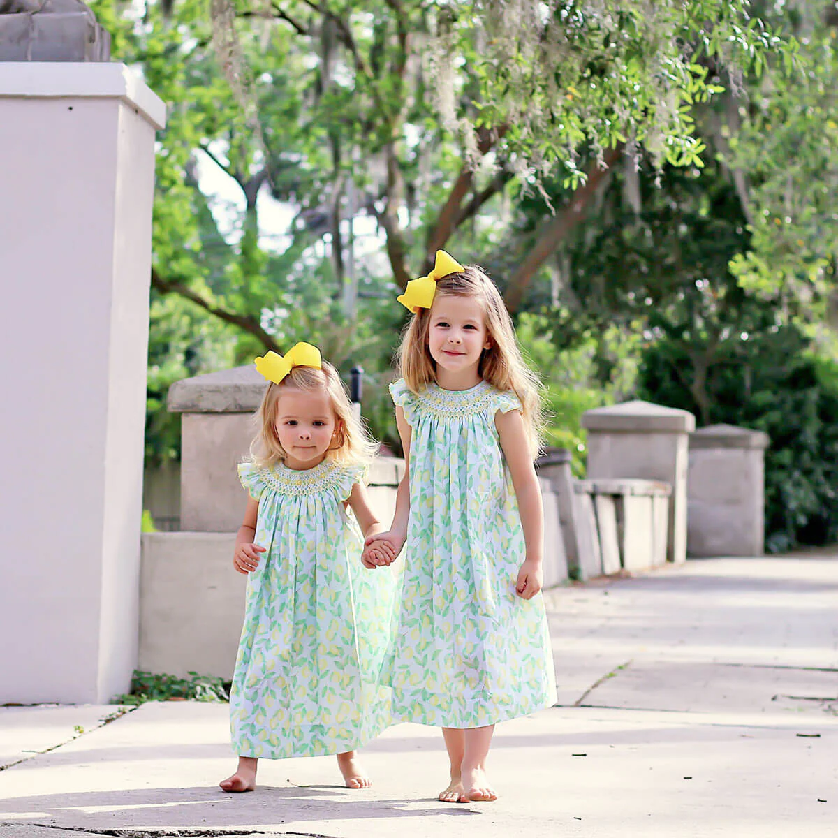 Geometric Smocked Lemon Dress - Image 3