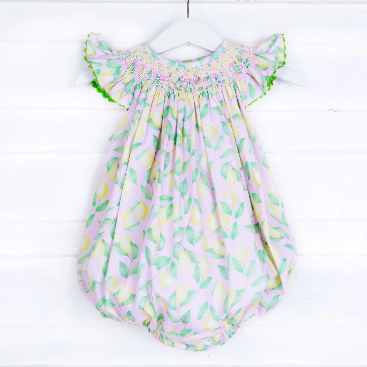 Geo Smocked Pink Lemon Print Bubble - Image 2