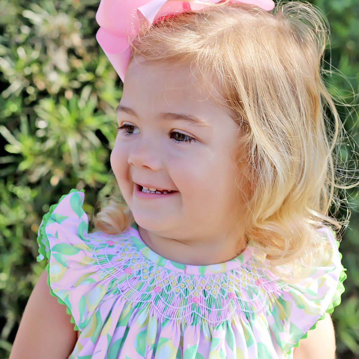 Geo Smocked Pink Lemon Print Bubble - Image 4
