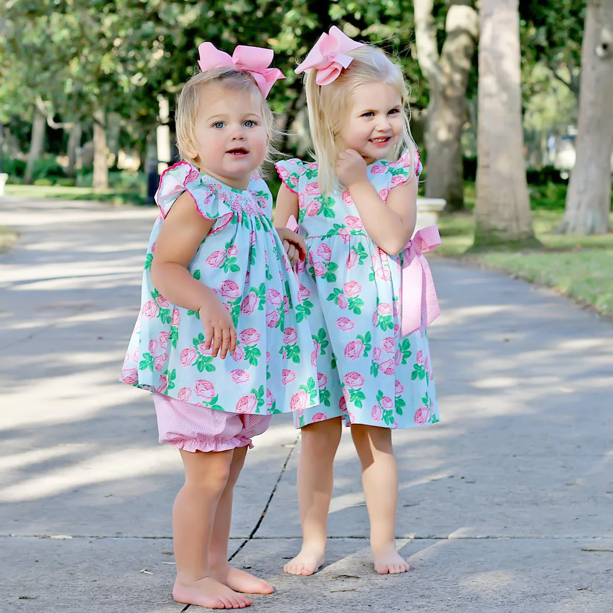 Geometric Smocked Bloomer Set Vintage Blooms - Image 4