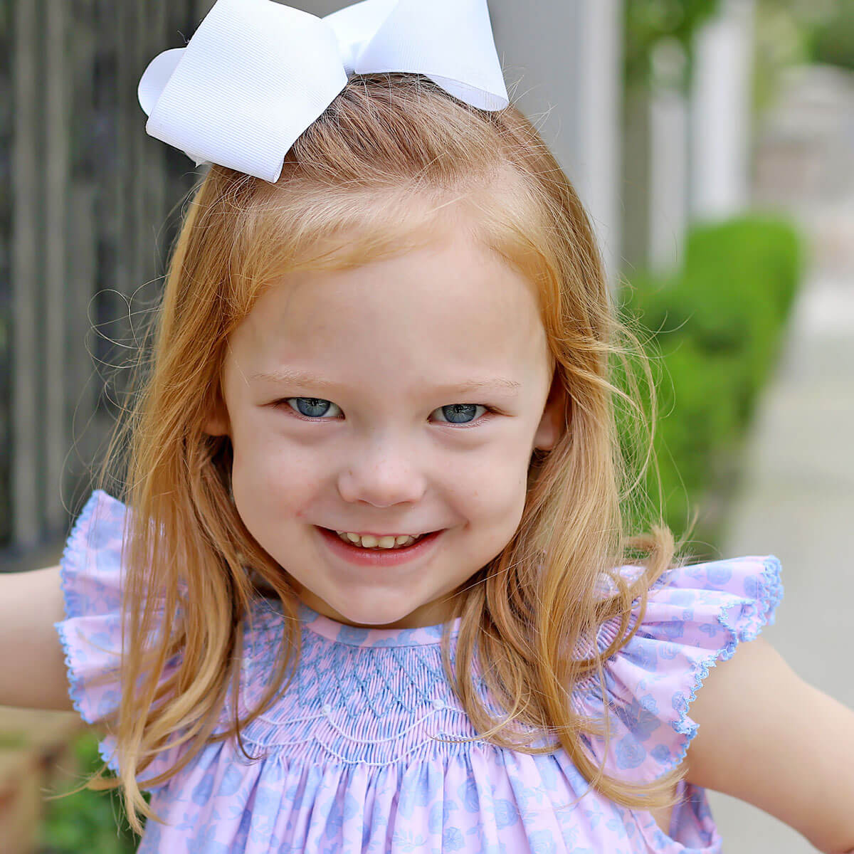 Geometric Smocked Blue Floral Bloomer Set - Image 2