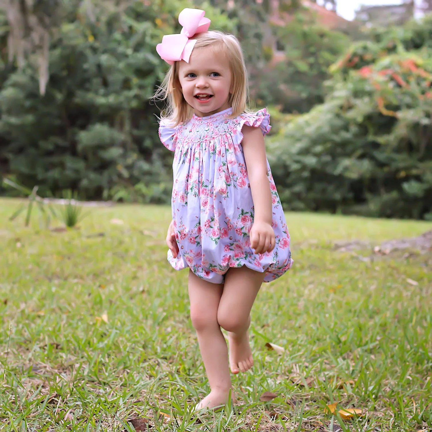 Geometric Smocked Bubble Lavender Blooms - Image 6