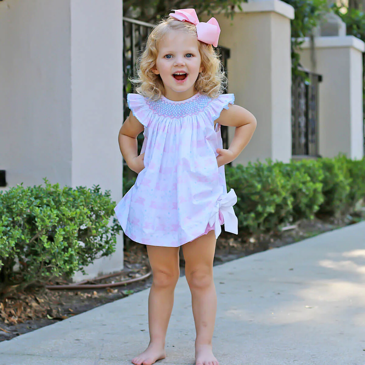 Geometric Smocked Bunny Bloom Bloomer Set - Image 2