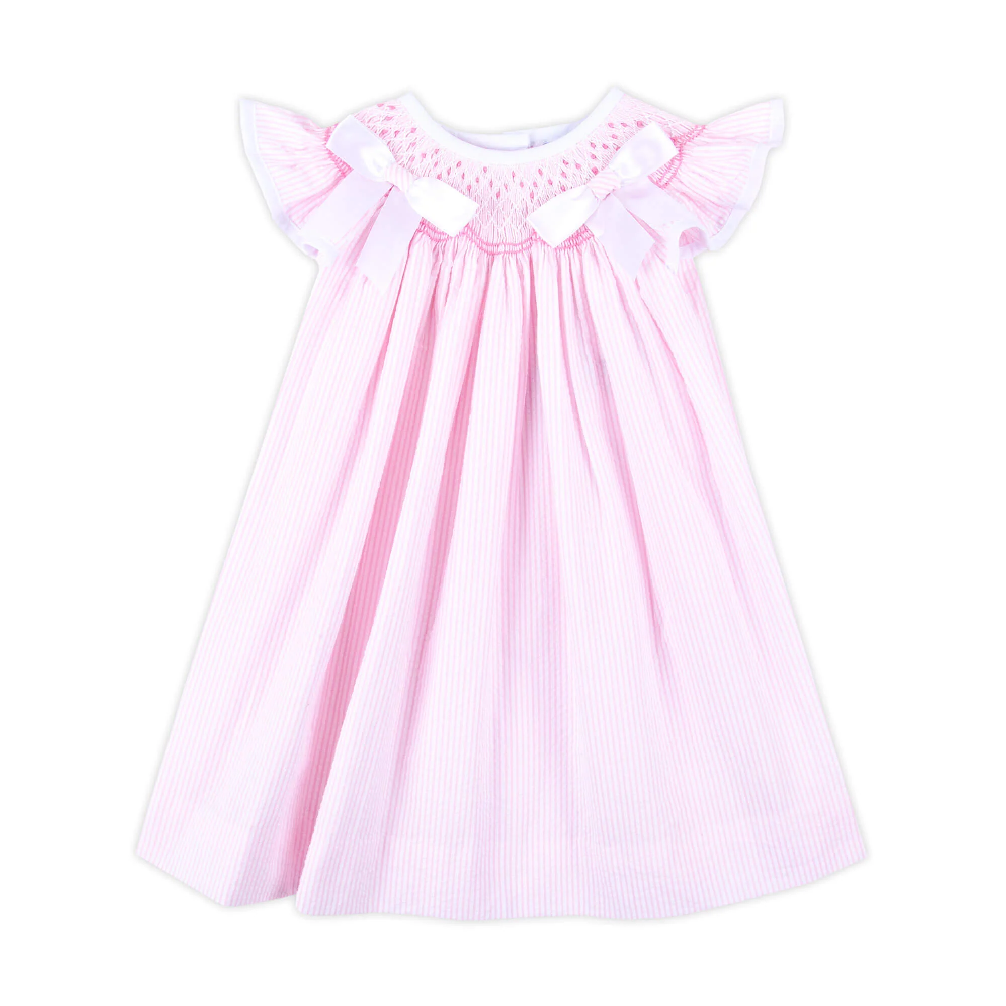 Pretty In Pink Stripe Smocked Bow Dress - Image 2