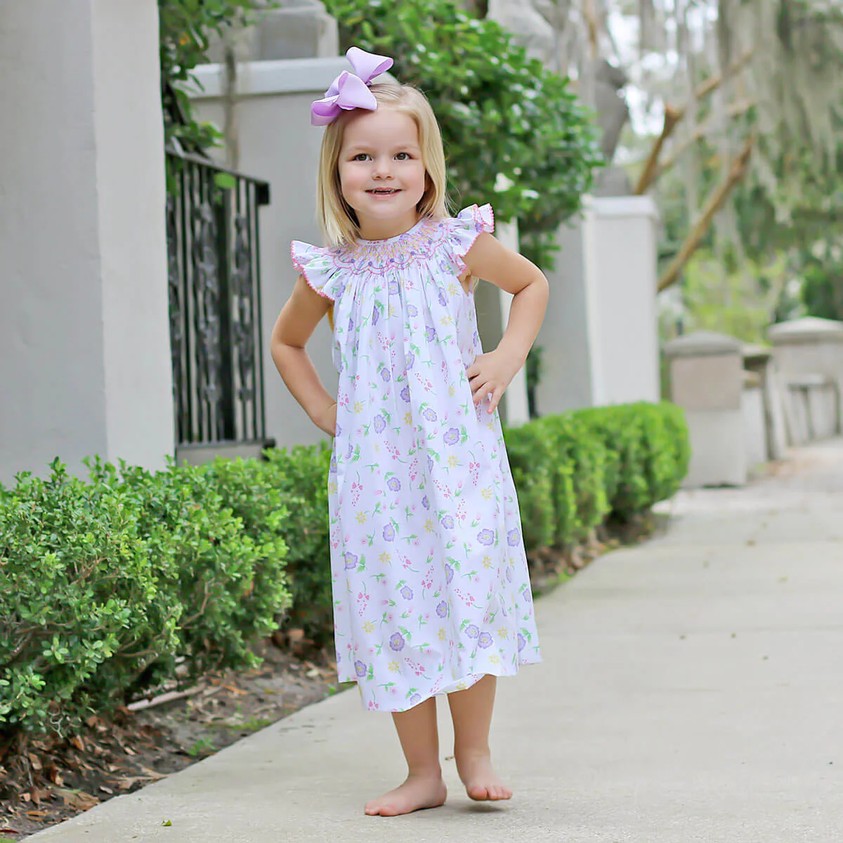 Geometric Smocked Flower Garden Dress - Image 3