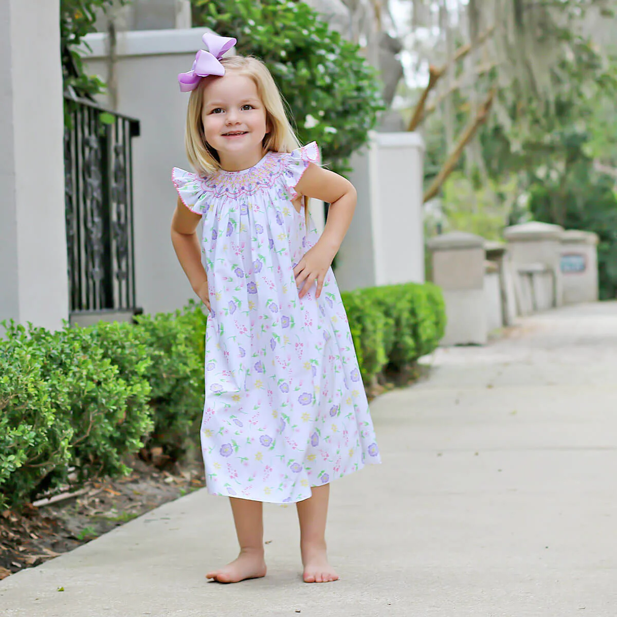 Geometric Smocked Flower Garden Dress - Image 6