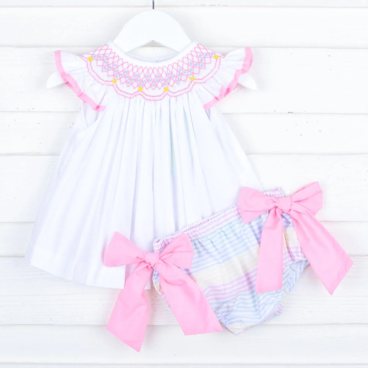 Geometric Smocked Multi Stripe Bloomer Set - Image 2