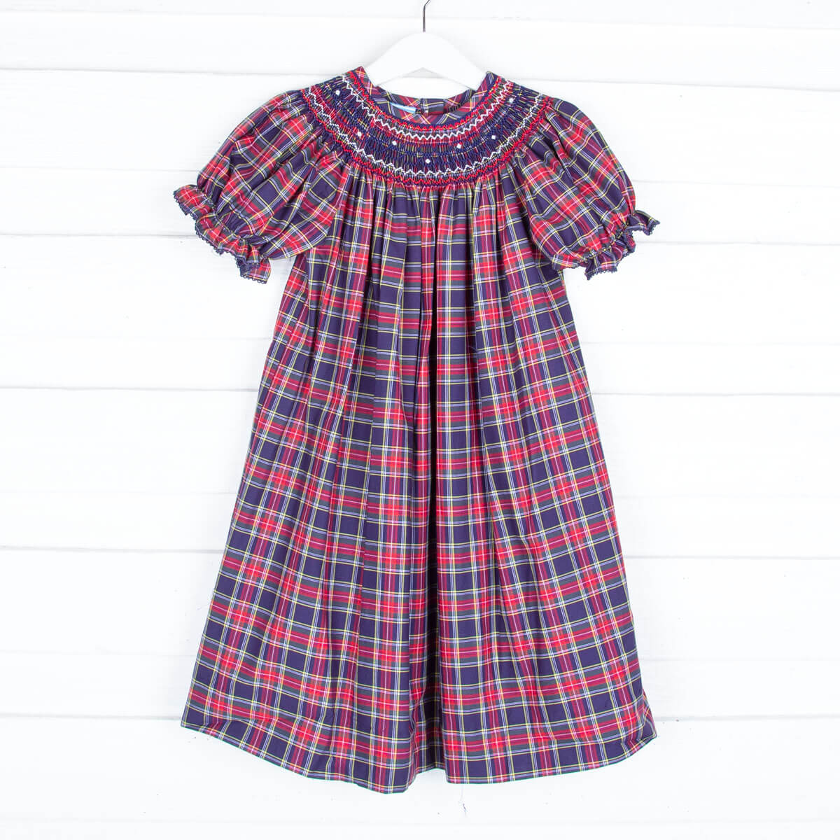 Geometric Smocked Vermont Plaid Bishop Dress - Image 2