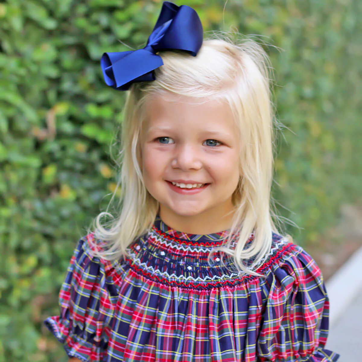 Geometric Smocked Vermont Plaid Bishop Dress - Image 3