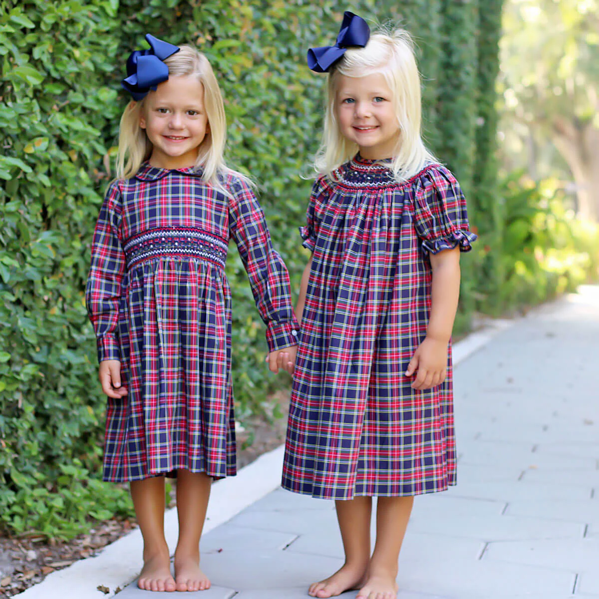 Geometric Smocked Vermont Plaid Bishop Dress - Image 5