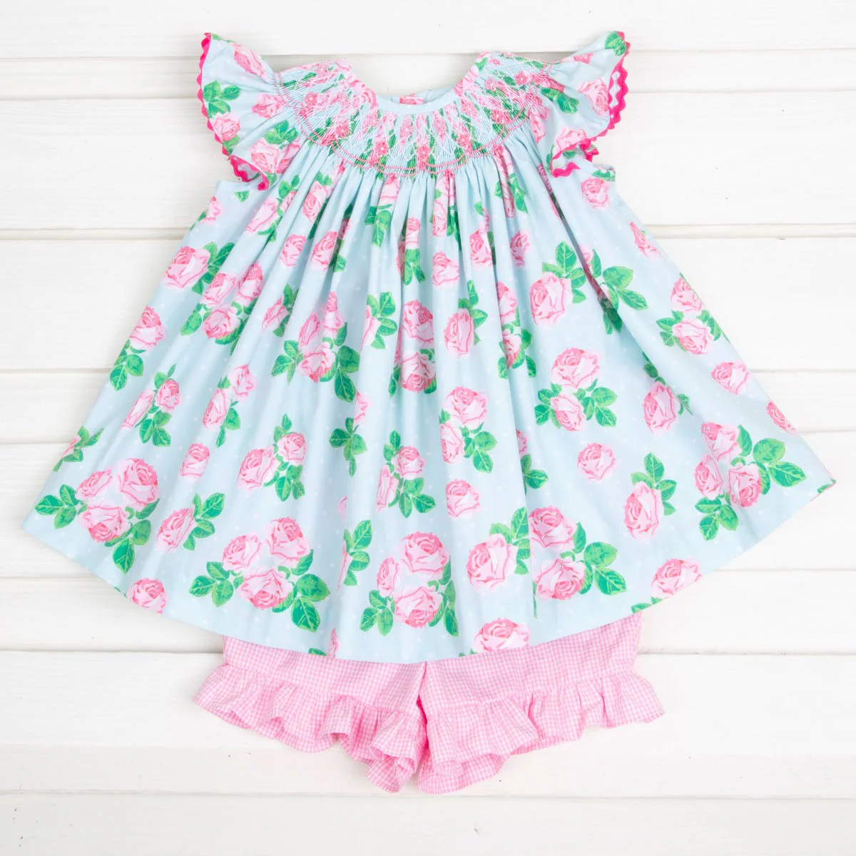Geometric Smocked Short Set Vintage Blooms - Image 2