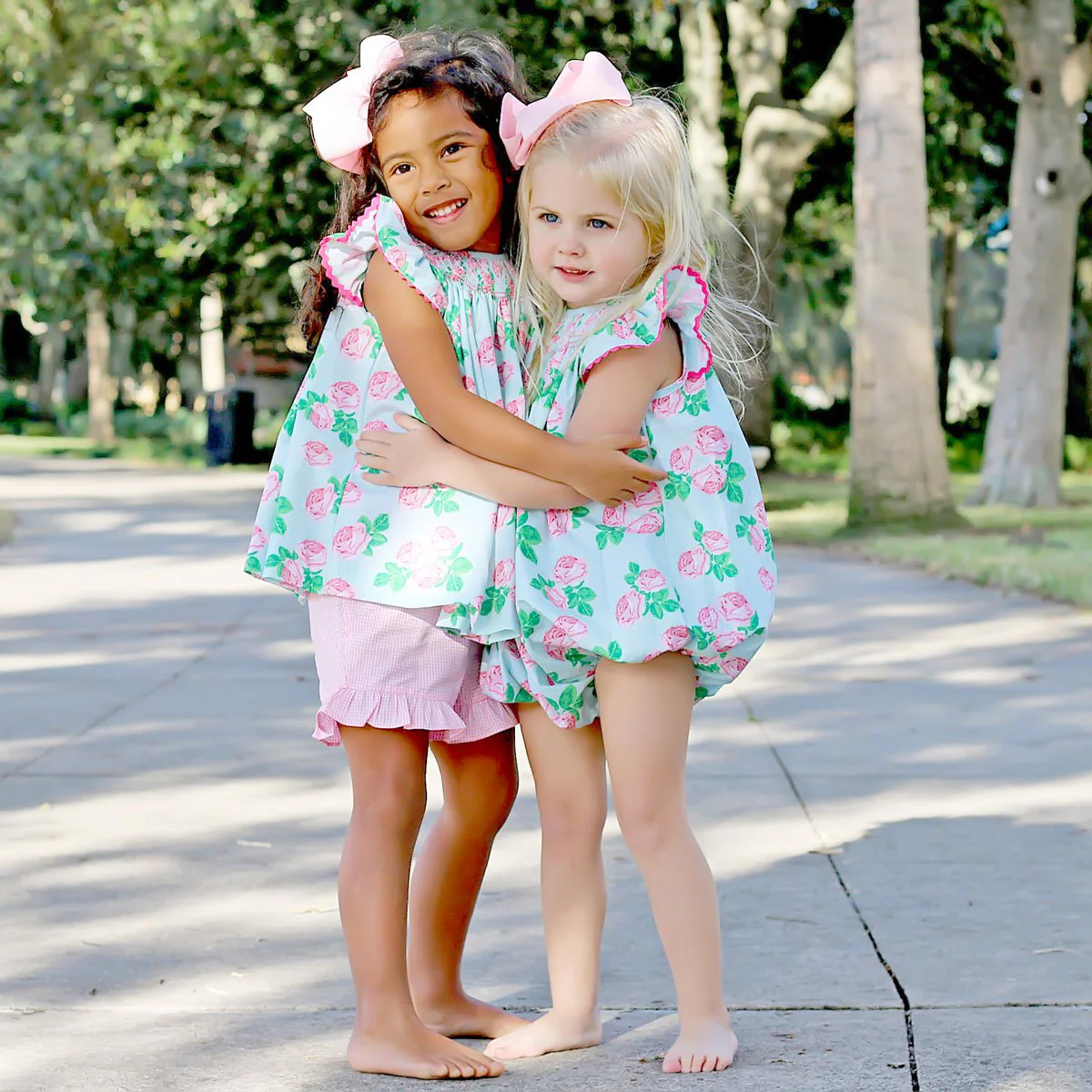 Geometric Smocked Short Set Vintage Blooms - Image 4