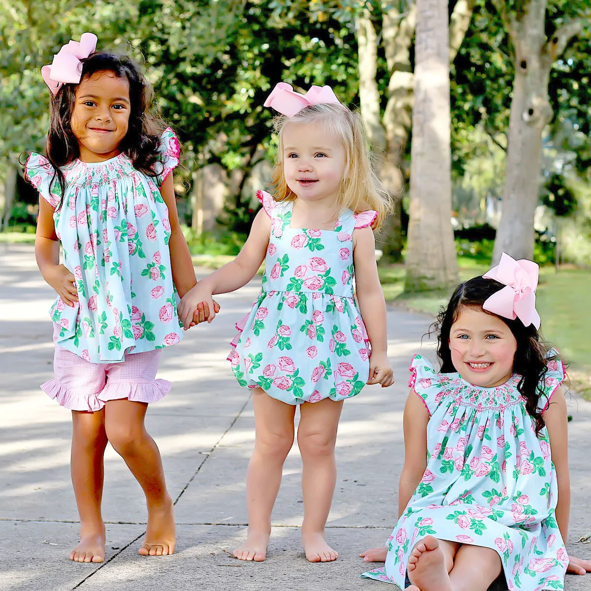 Geometric Smocked Short Set Vintage Blooms - Image 5