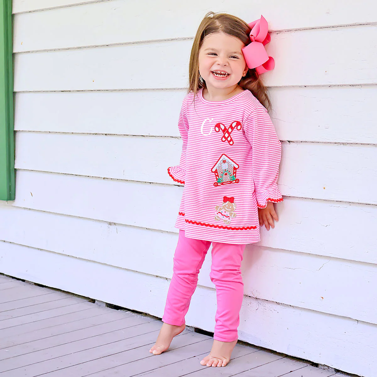 Gingerbread House Pink Stripe Milly Tunic Legging Set - Image 3