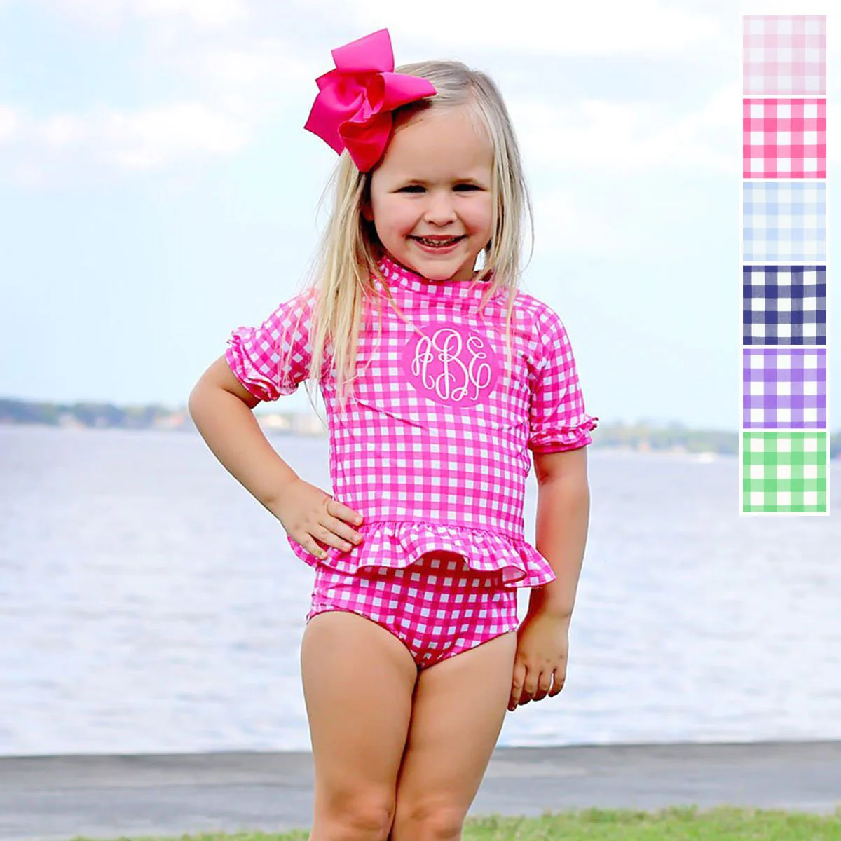 Gingham Short Sleeve Rash Guard Set - Image 2