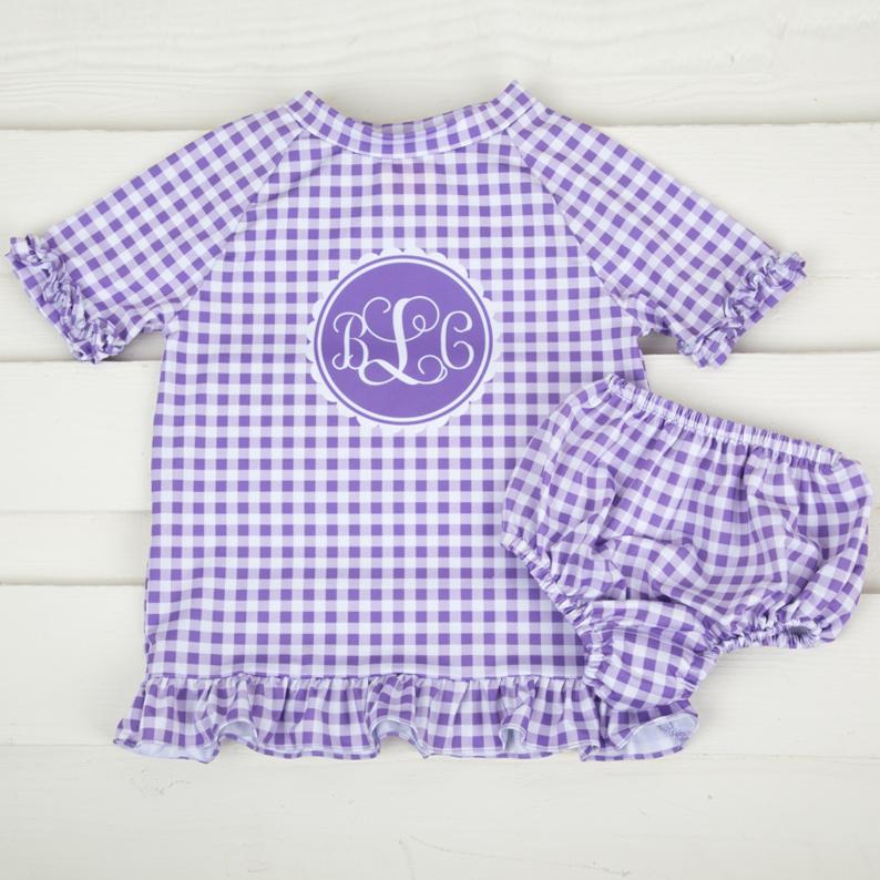 Gingham Short Sleeve Rash Guard Set - Image 4