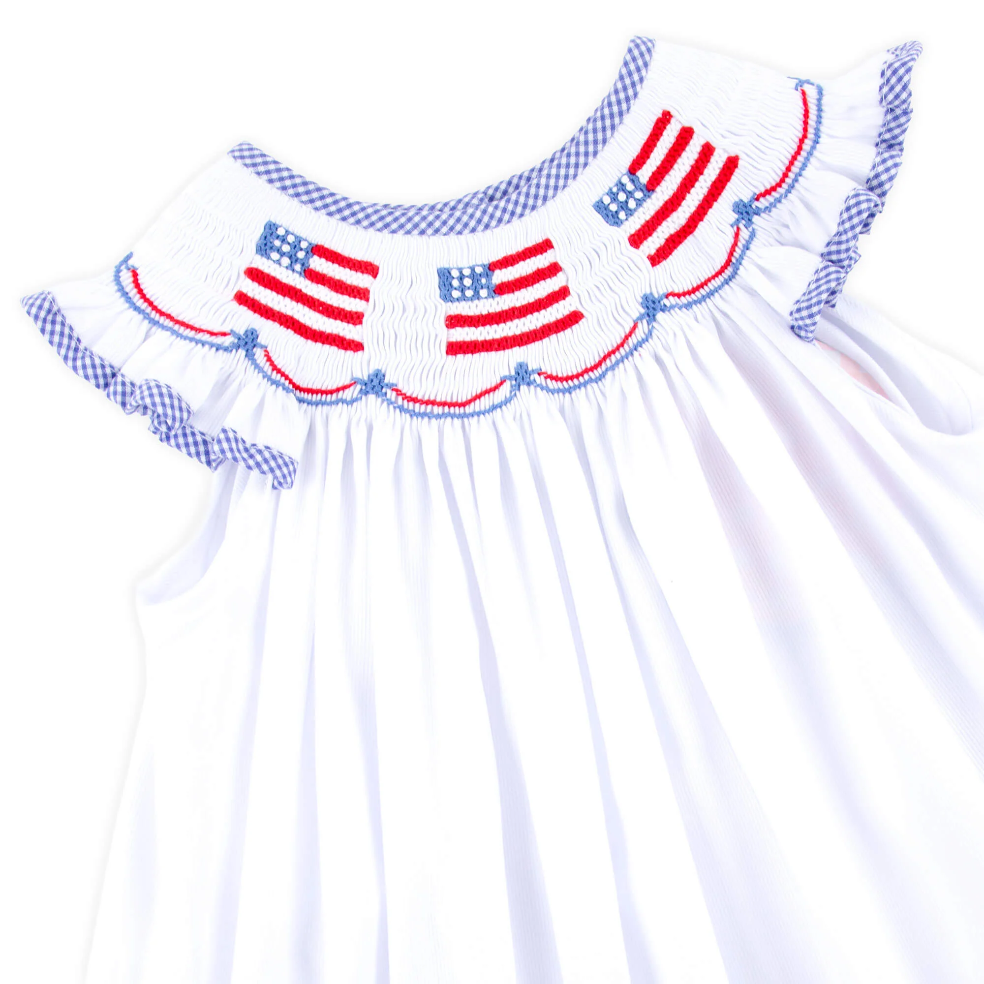 Flag Smocked White Pique Short Set - Image 4