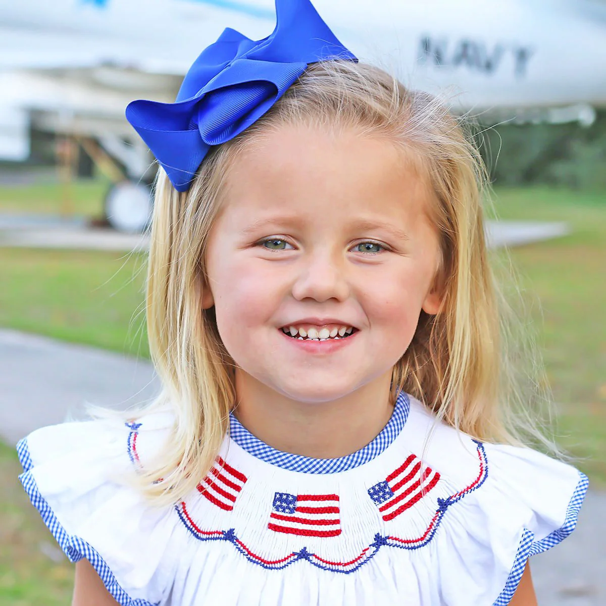 Flag Smocked White Pique Short Set - Image 6