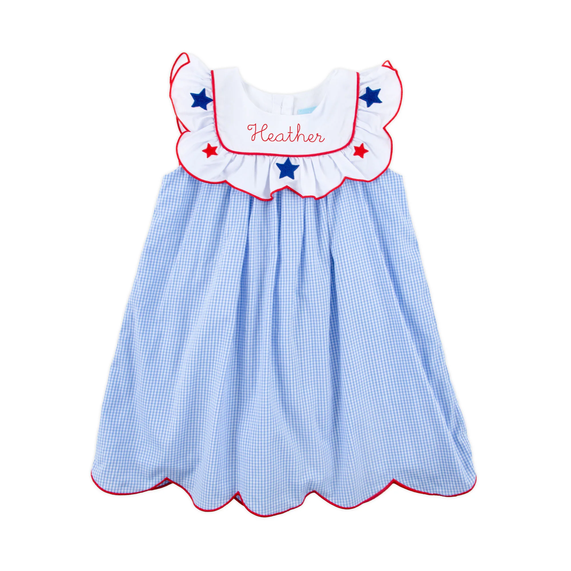 Gleaming Stars Blue Gingham Lacey Dress - Image 2
