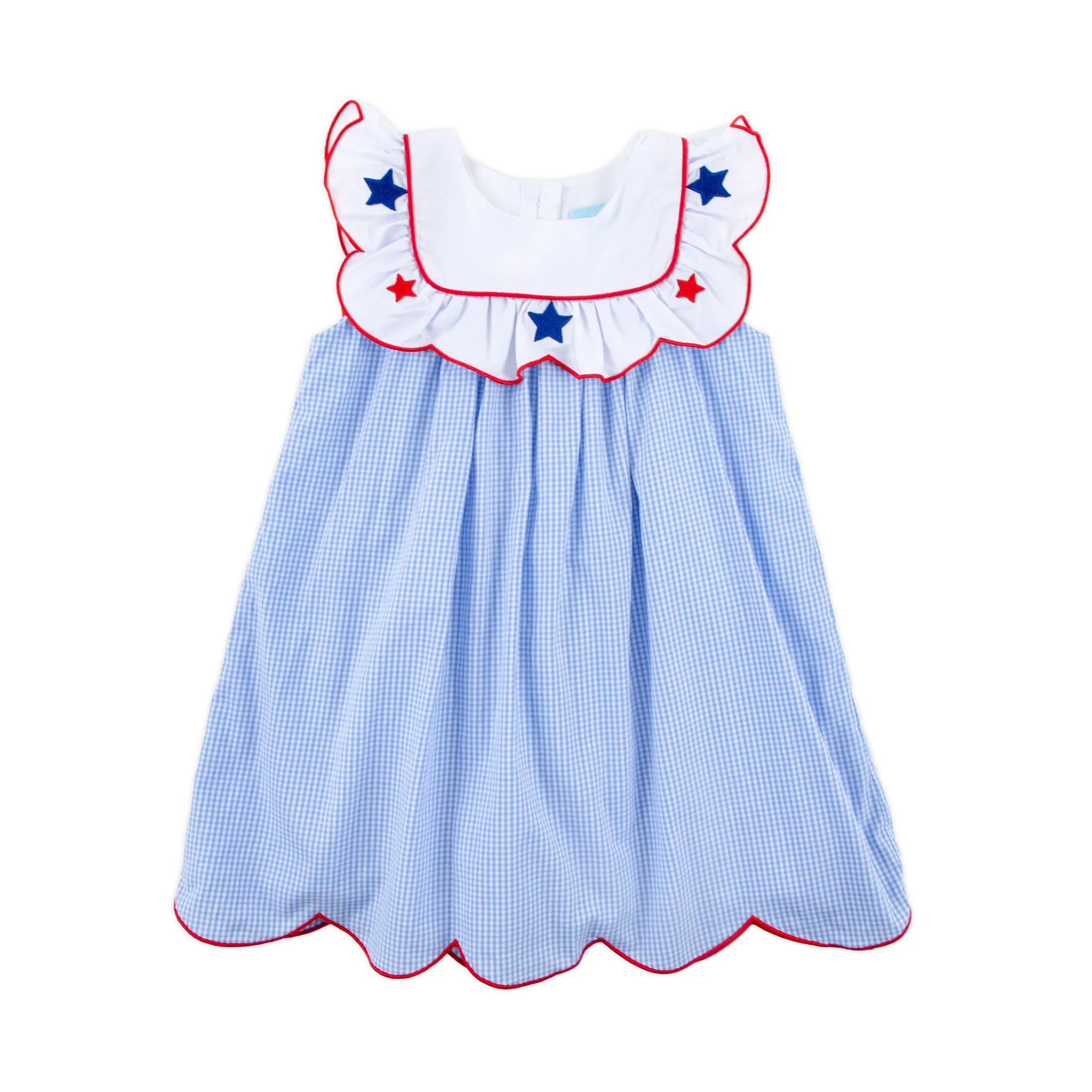 Gleaming Stars Blue Gingham Lacey Dress - Image 4