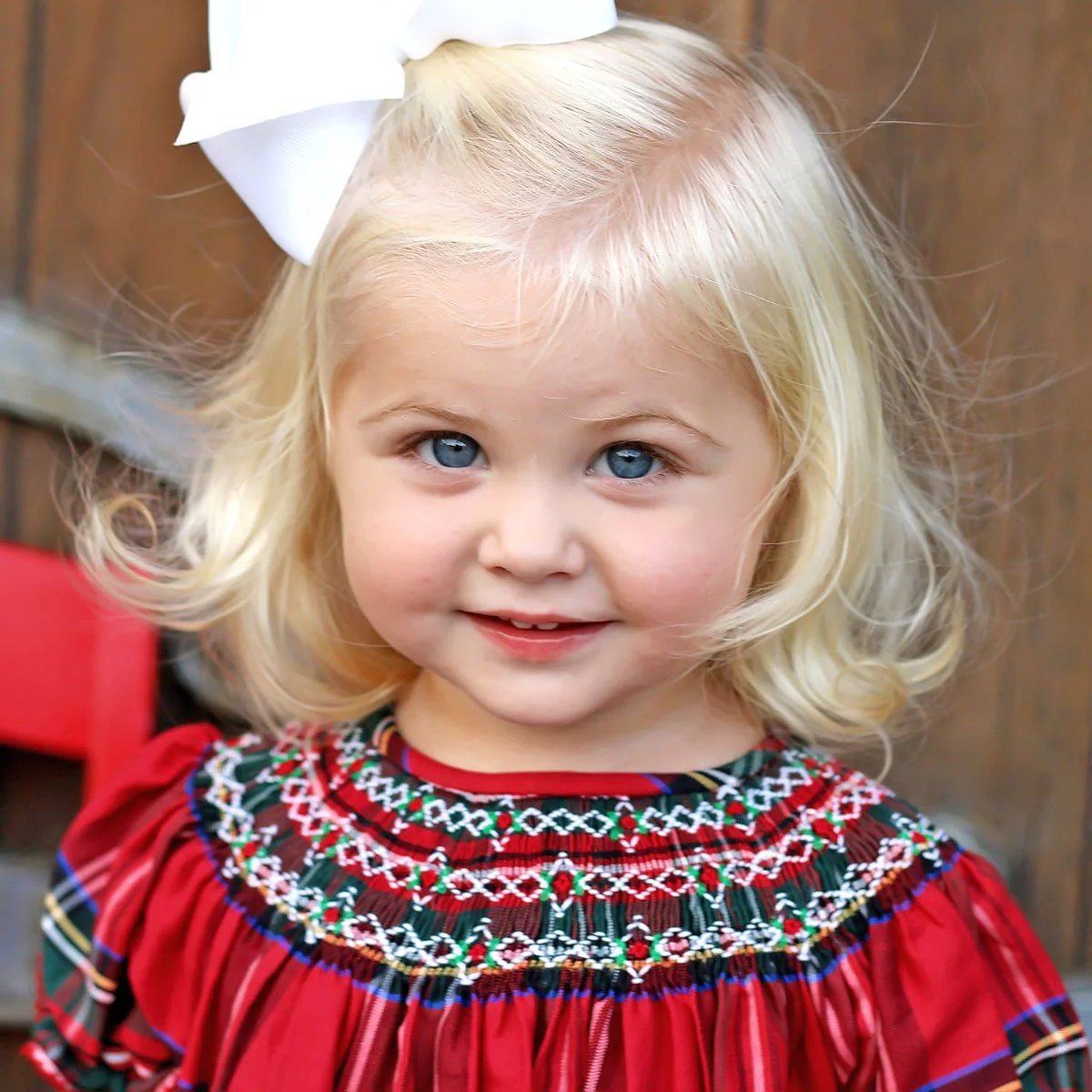 Goldbridge Plaid Red Smocked Bloomer Set - Image 2
