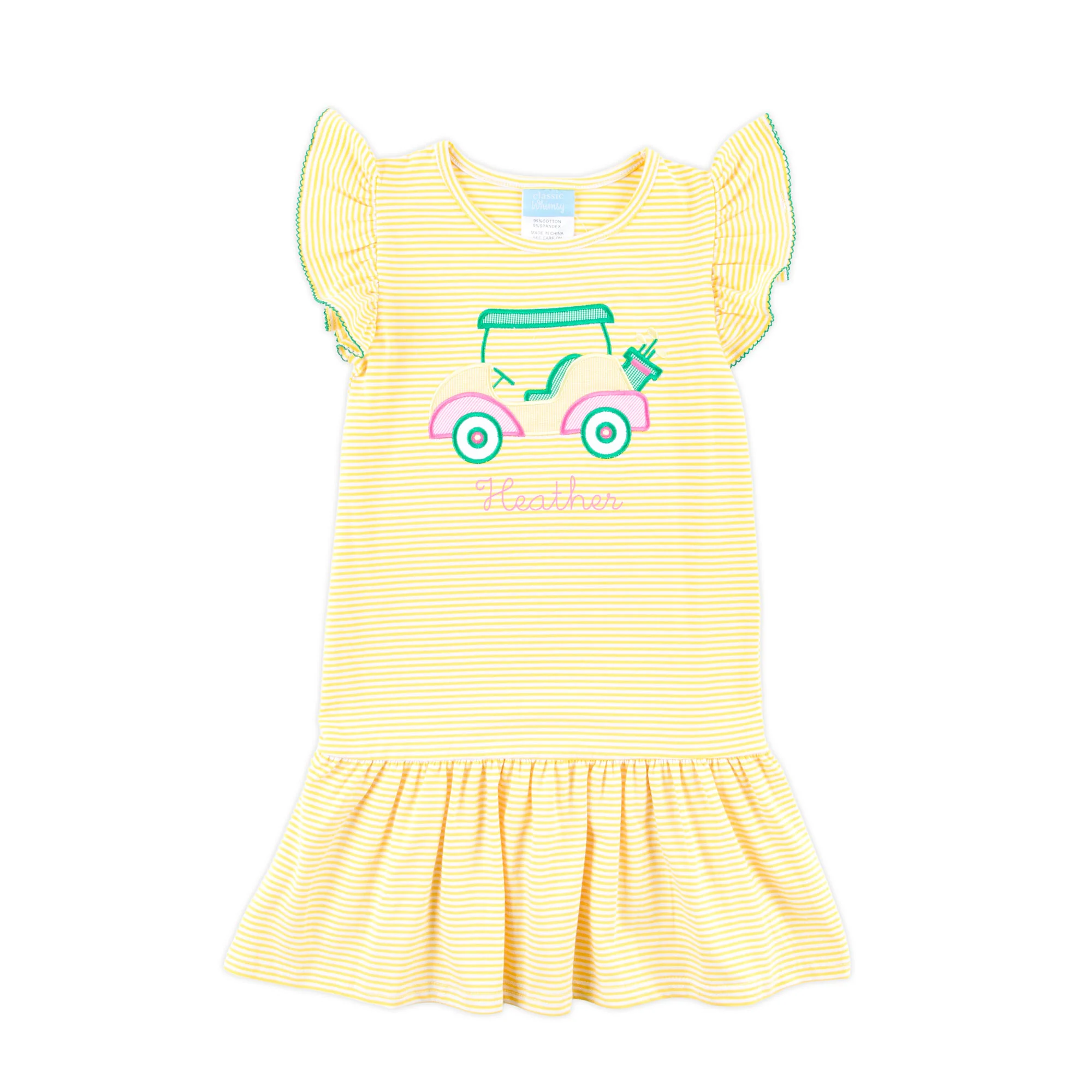 Golf Cart Yellow Stripe Lainey Dress - Image 2