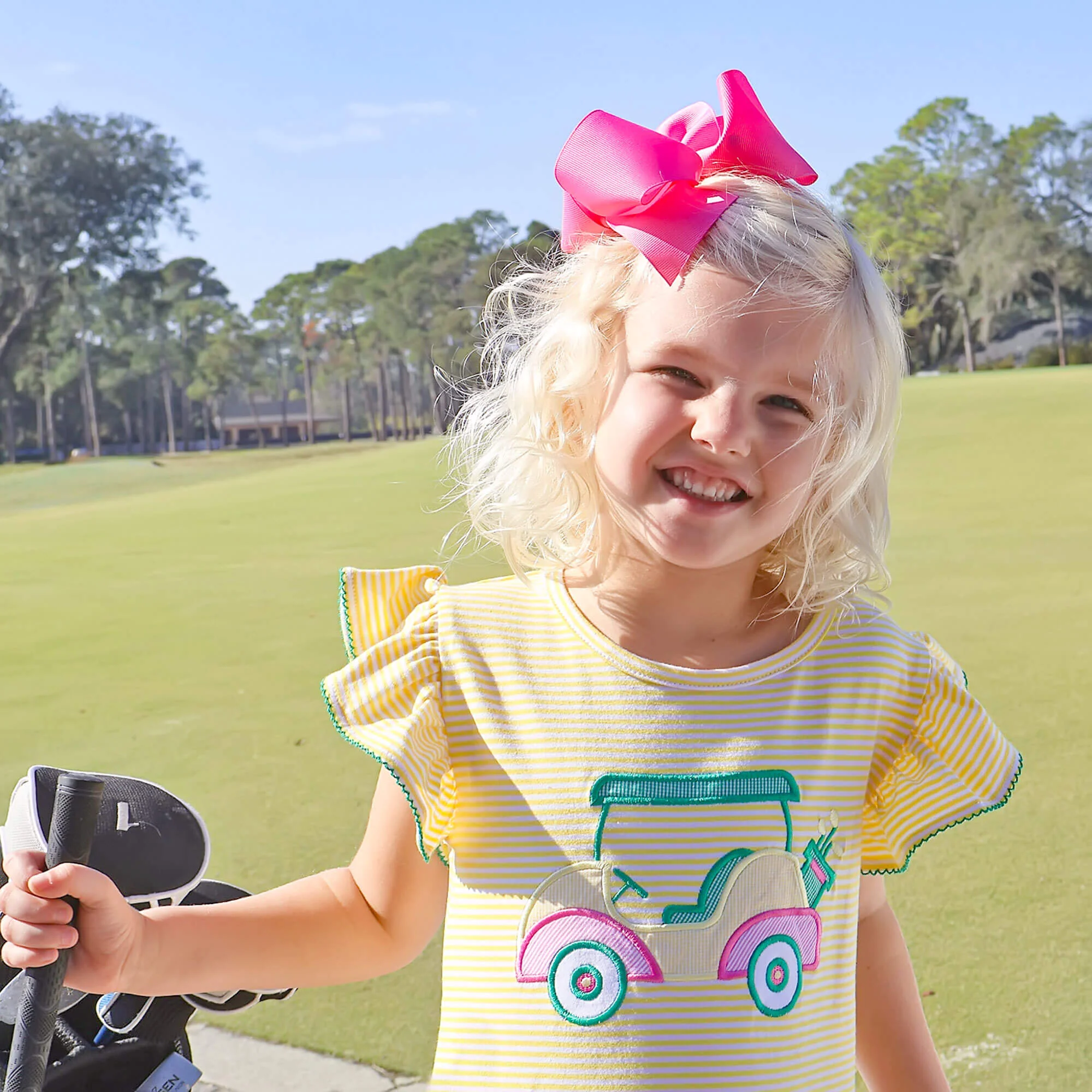 Golf Cart Yellow Stripe Lainey Dress - Image 3