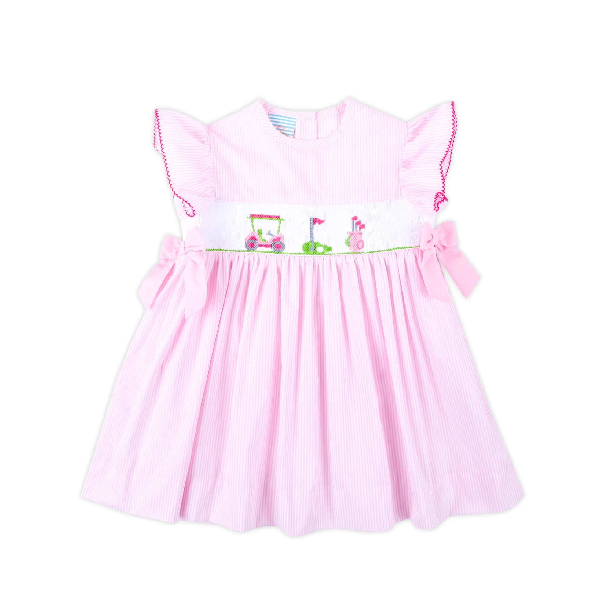 Golf Course Pink Stripe Smocked Beverly Dress - Image 2