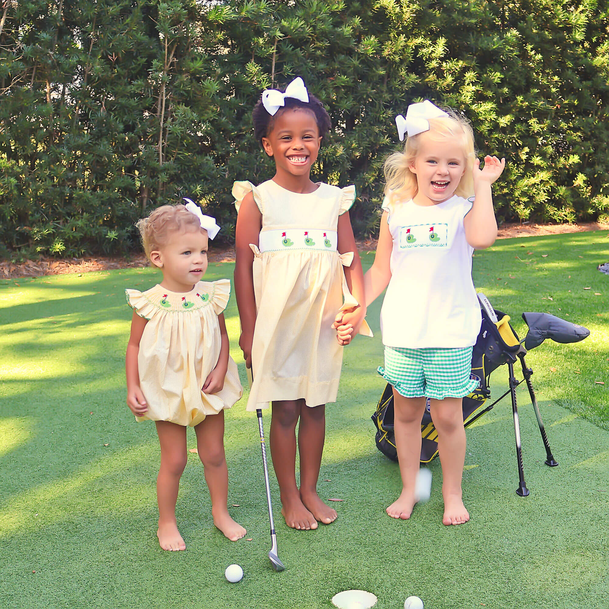 Golf Pin Green Gingham Smocked Short Set - Image 5