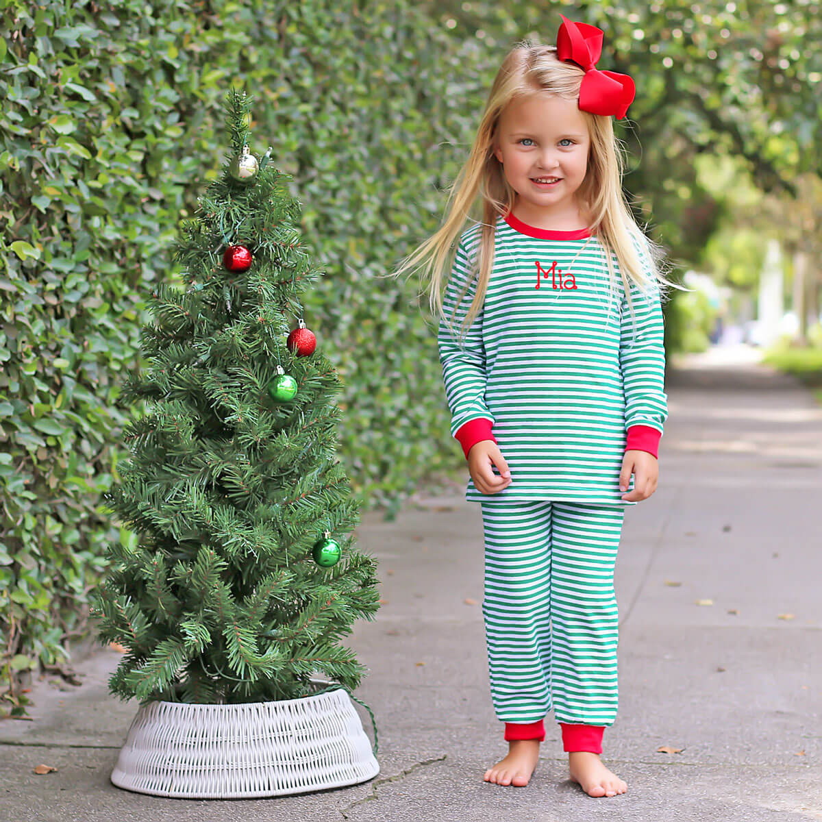 Green Candy Cane Stripe Pajamas - Image 4