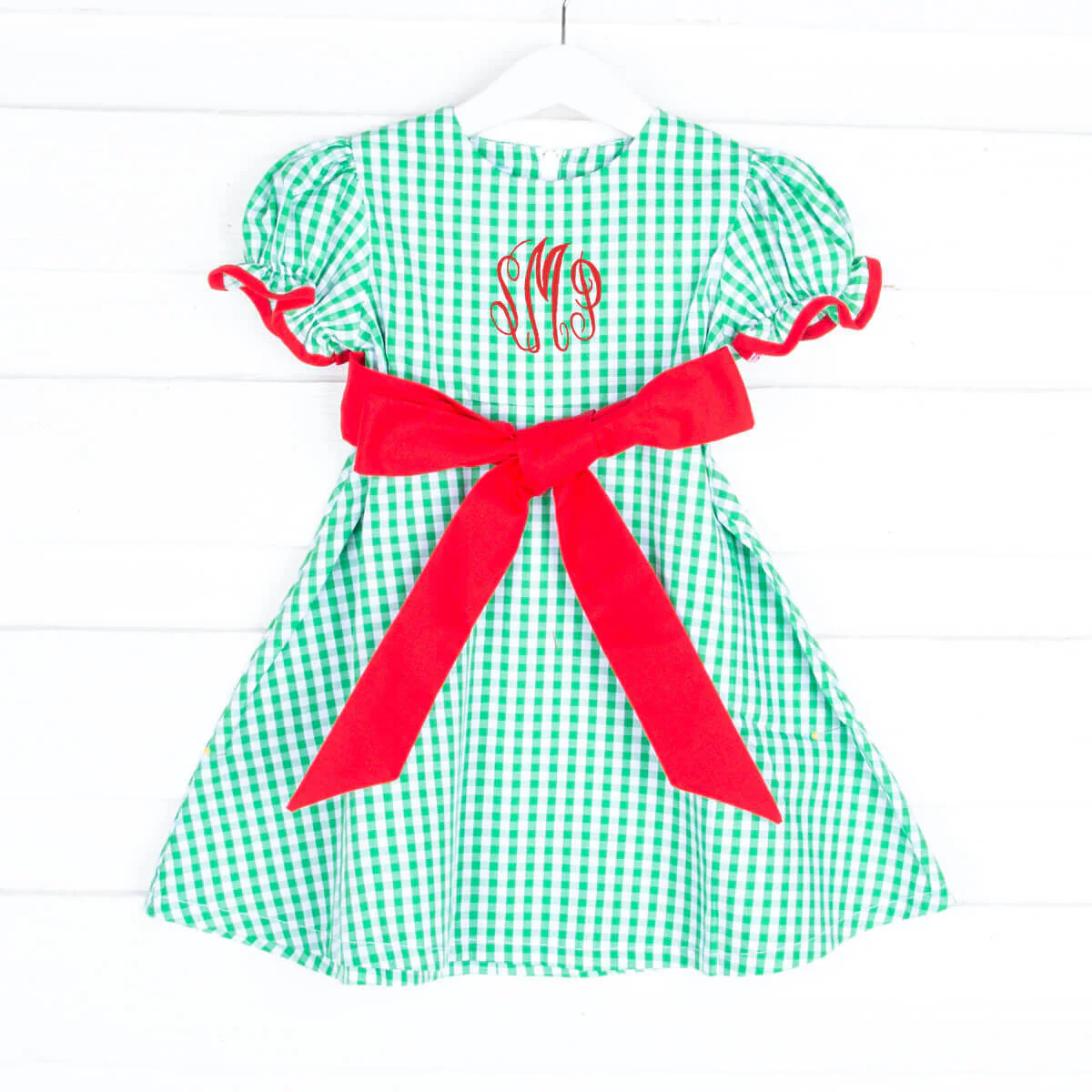 Santa Express Green Check Sash Dress - Image 2