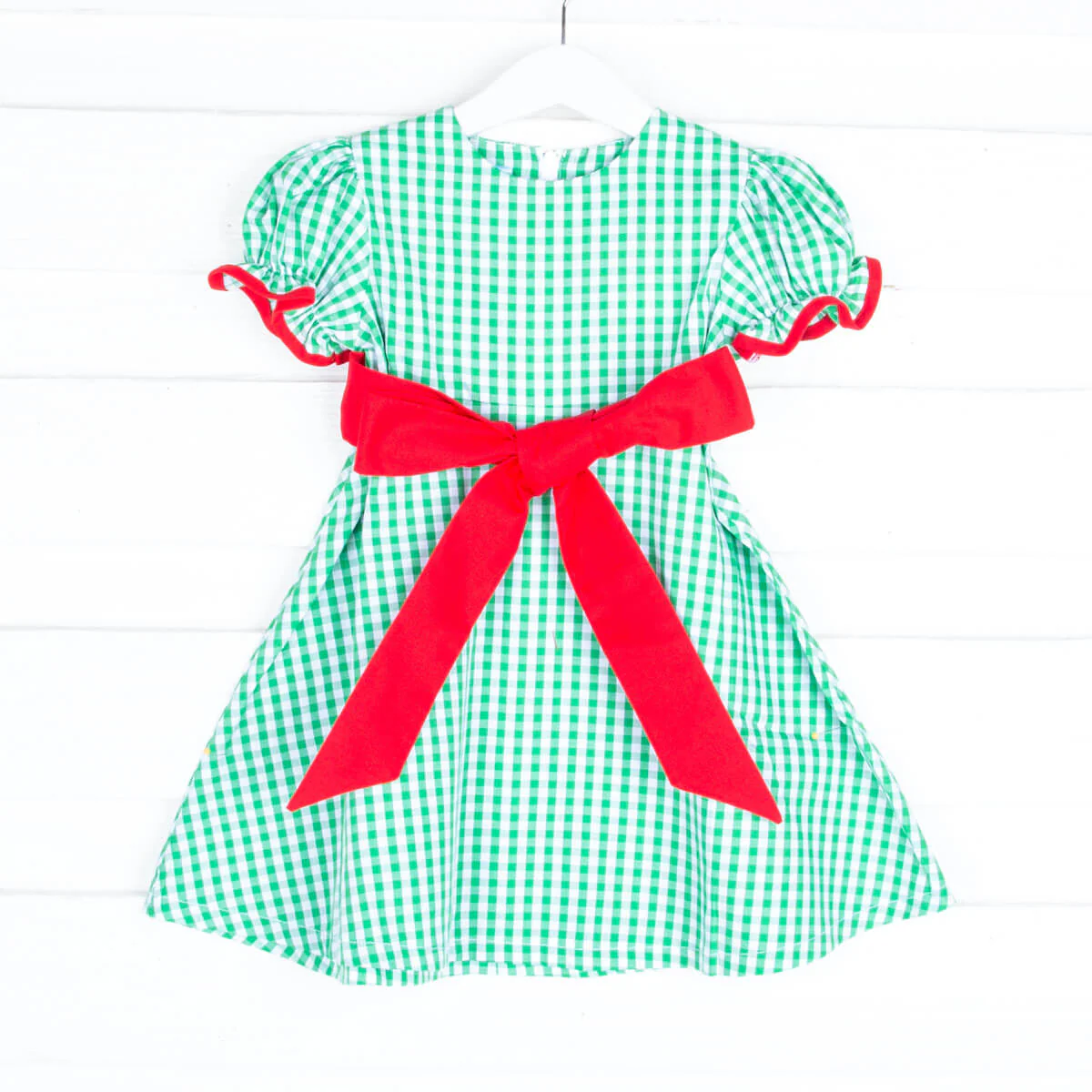 Santa Express Green Check Sash Dress - Image 3