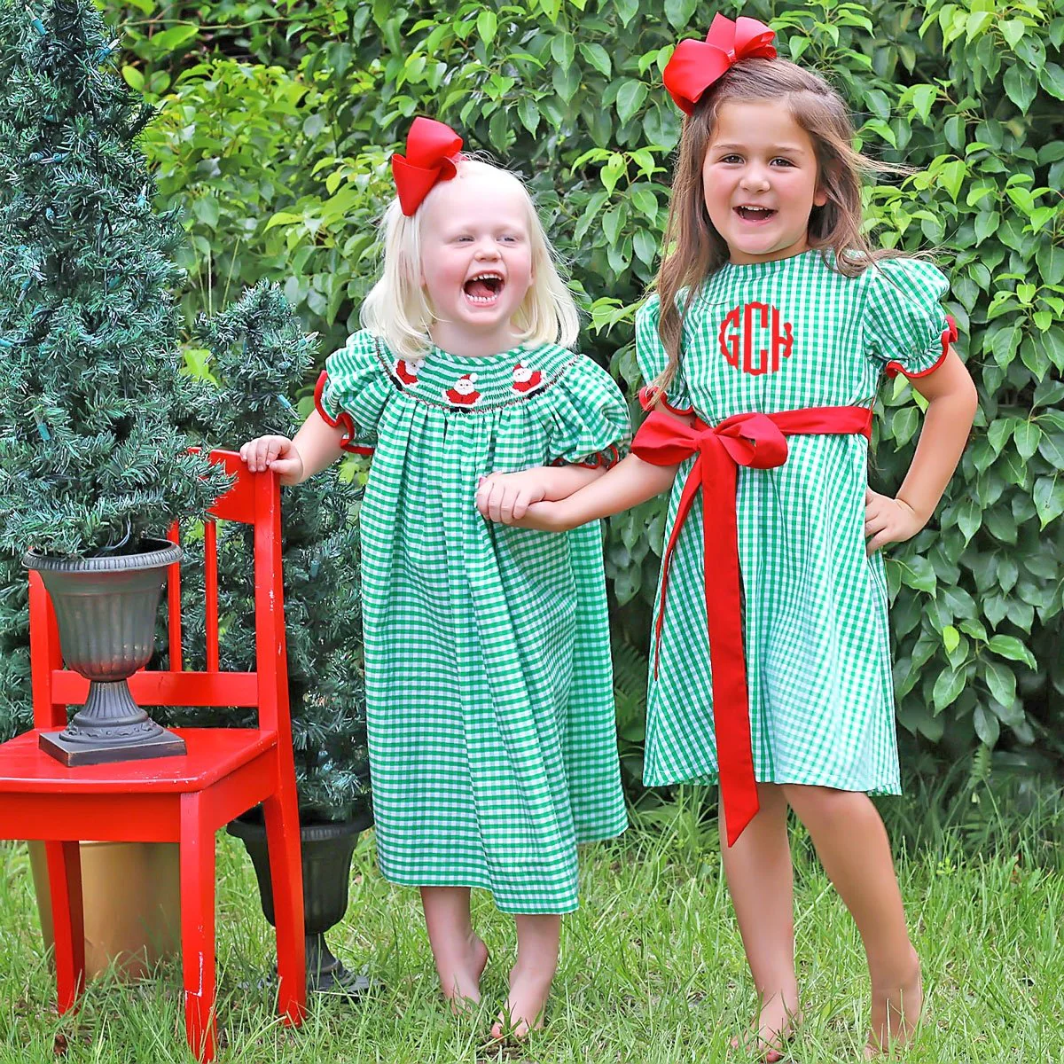 Santa Express Green Check Sash Dress - Image 6