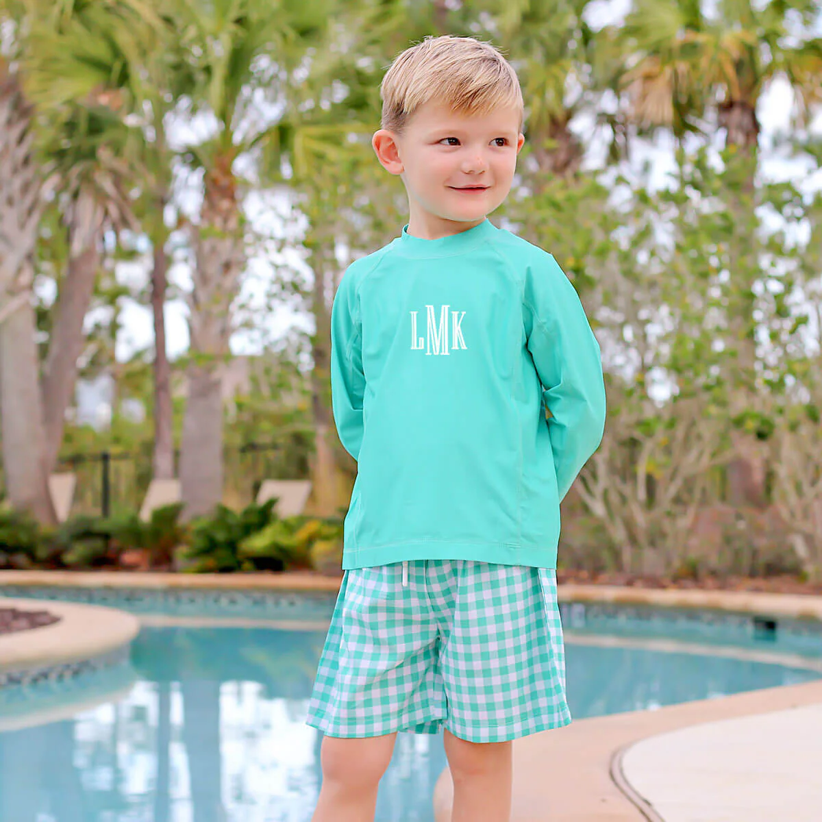 Green Check Swim Trunks - Image 3