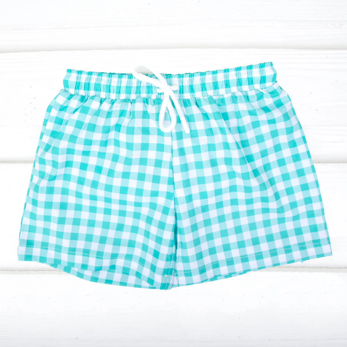 Green Check Swim Trunks - Image 4