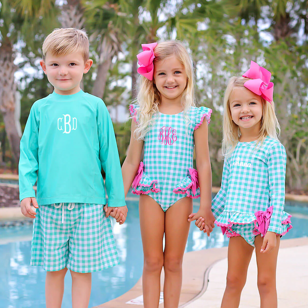Green Check Swim Trunks - Image 5