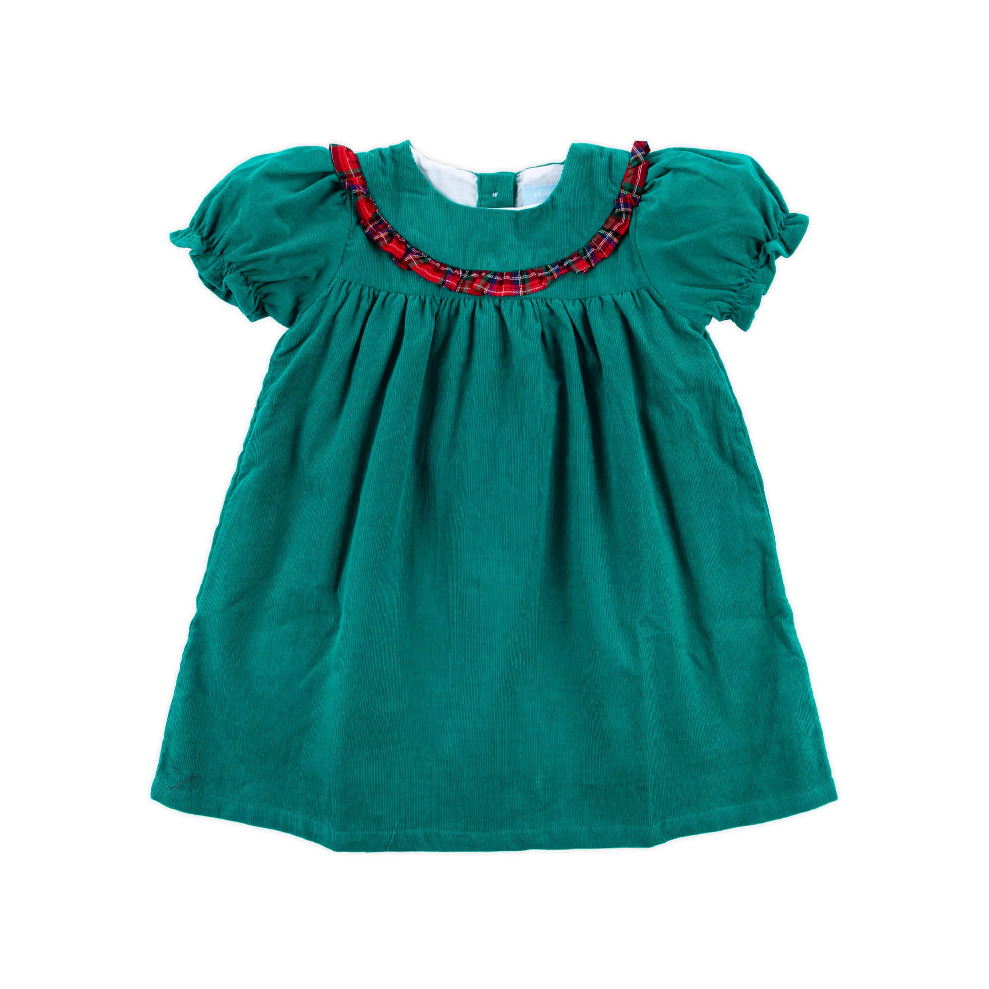 Green Cord Middleton Plaid Red Yoke Dress - Image 2