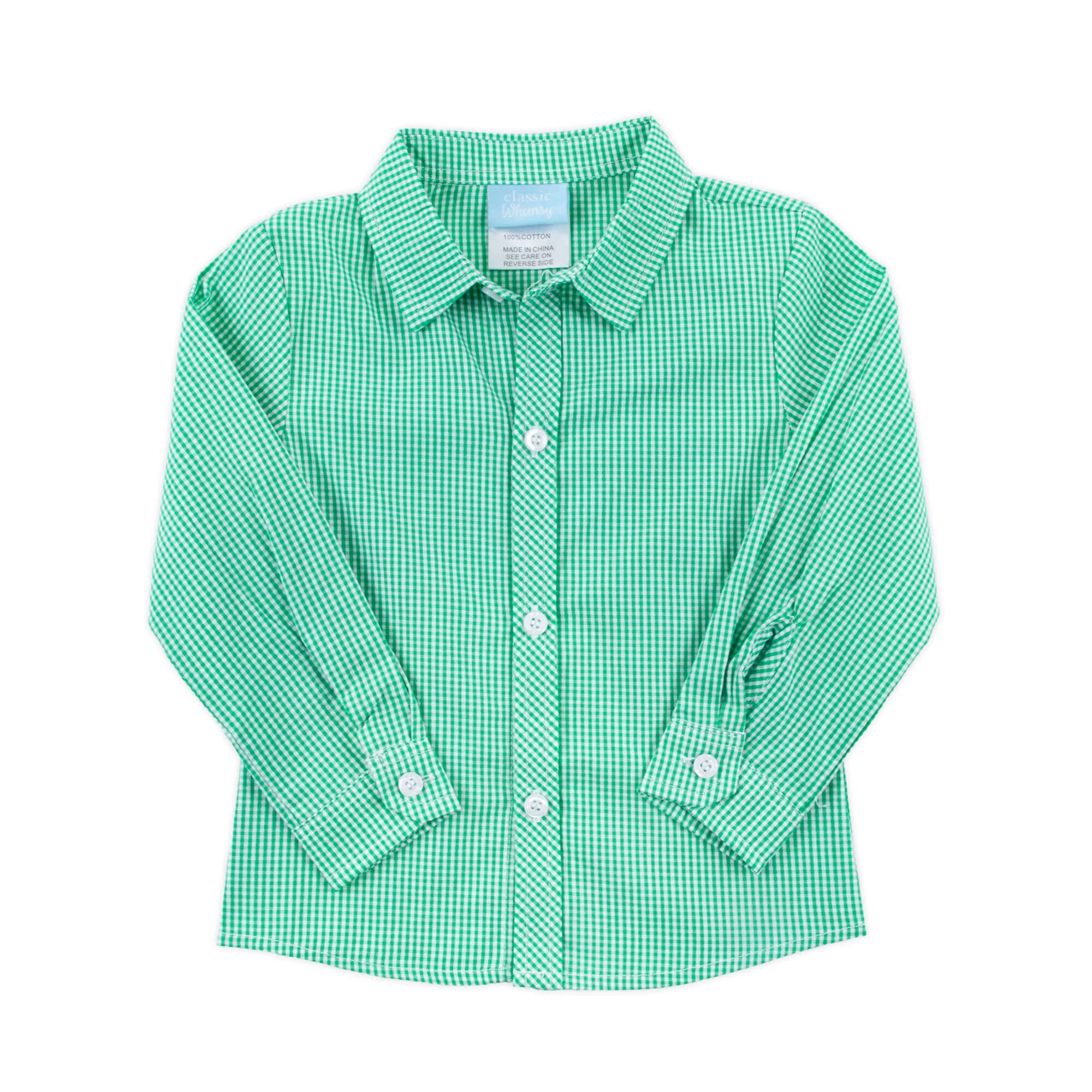 Gingham Button Down Shirt Green - Image 2