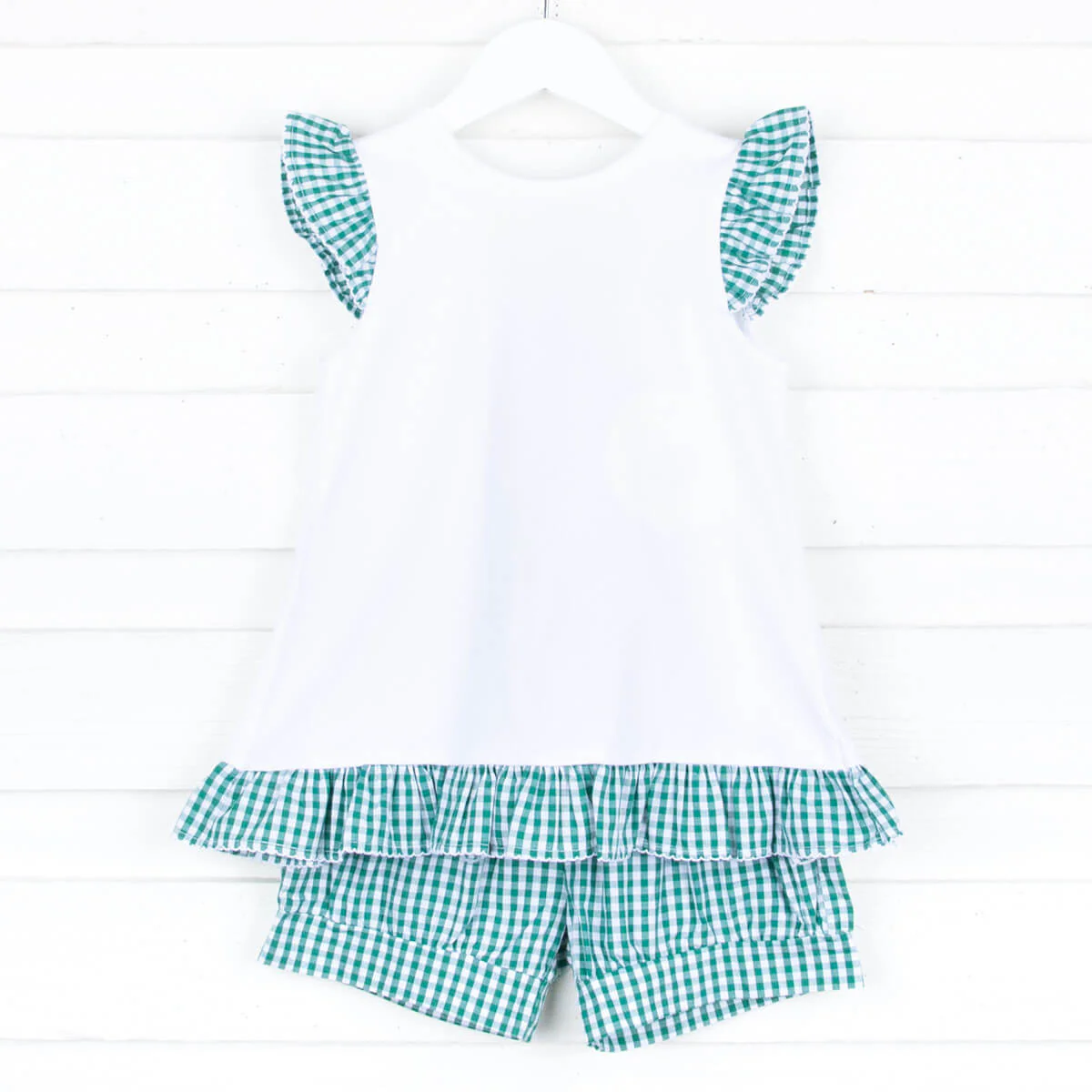 Green Gingham Tie Back Short Set - Image 2