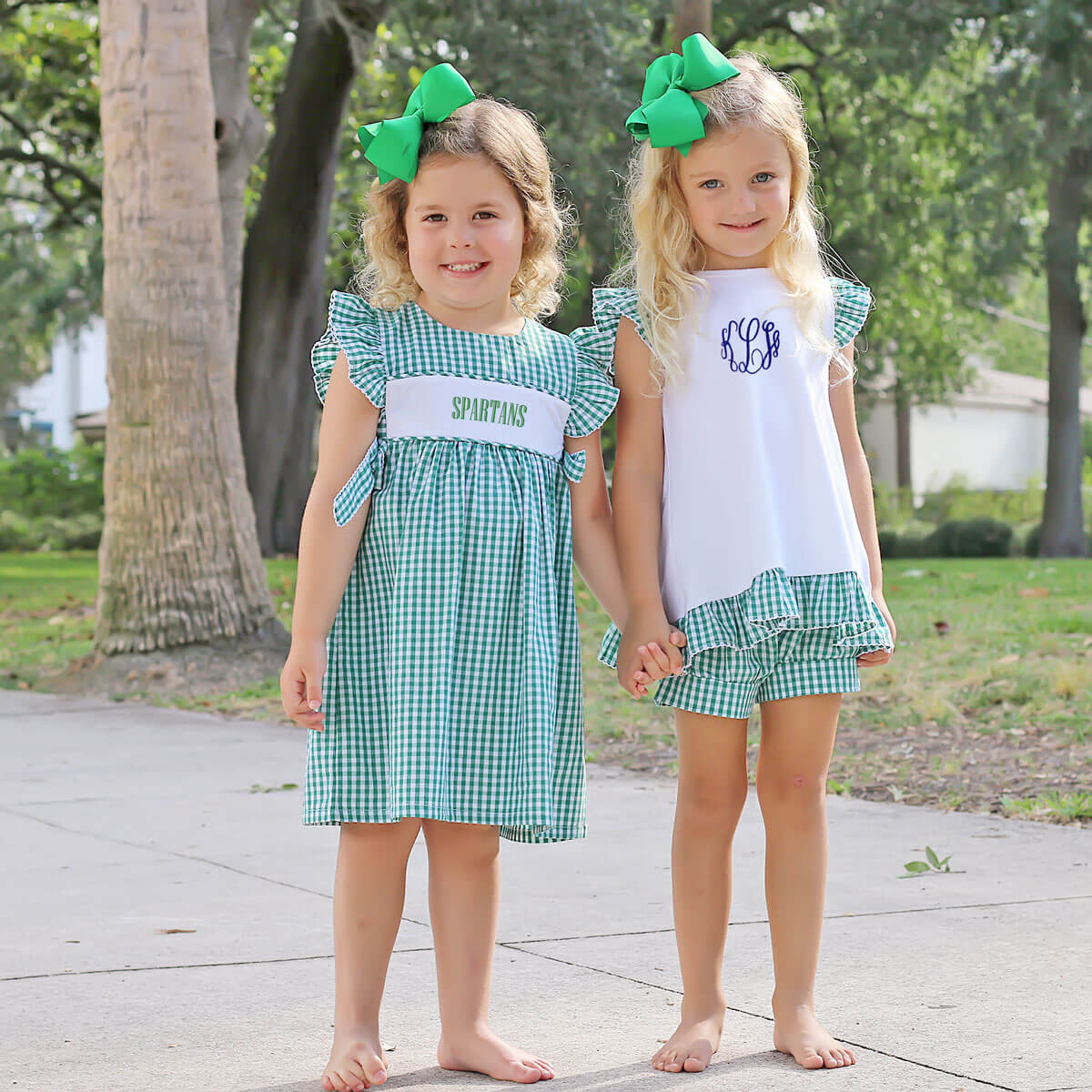 Green Gingham Tie Back Short Set - Image 6