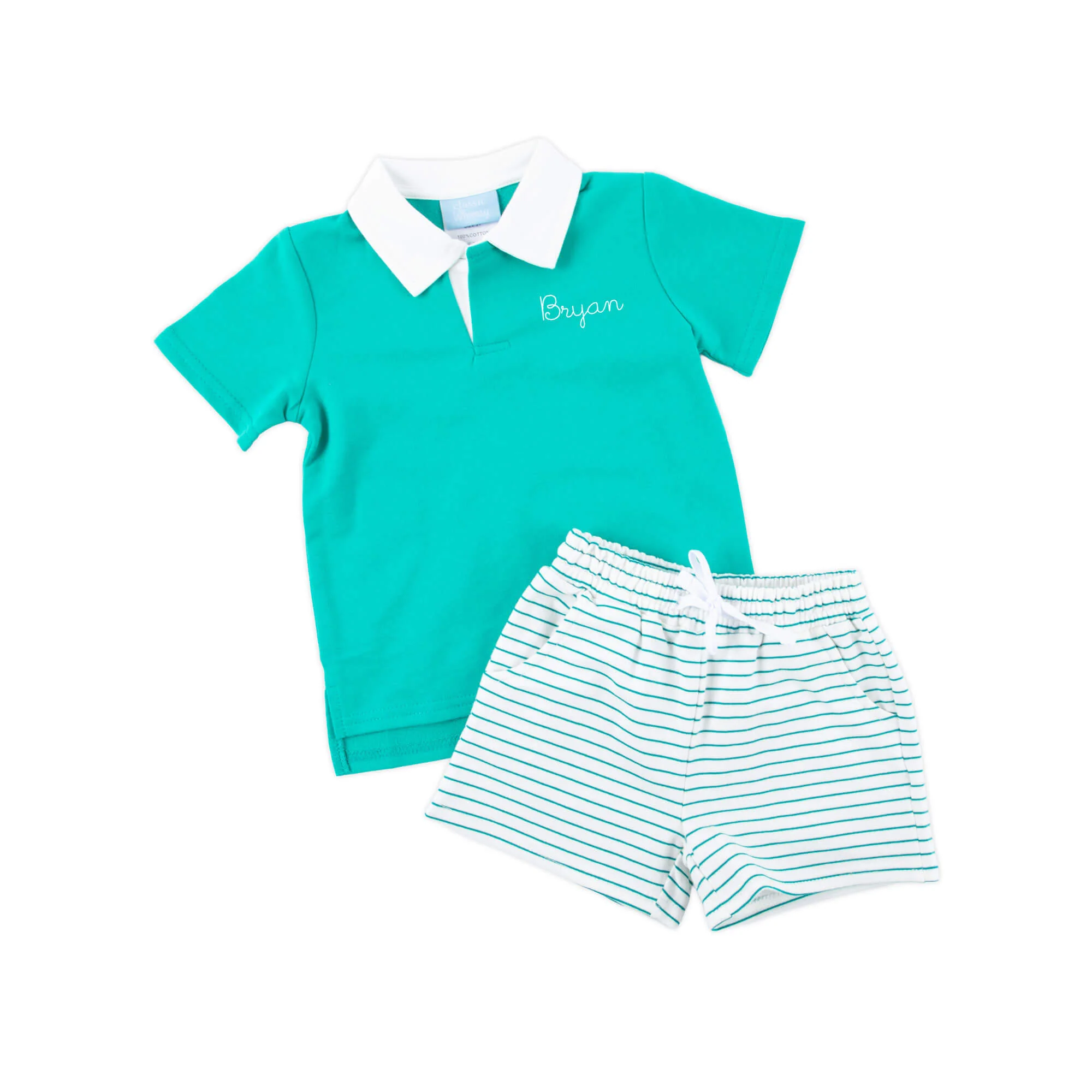 Green Terry Polo Short Set - Image 2