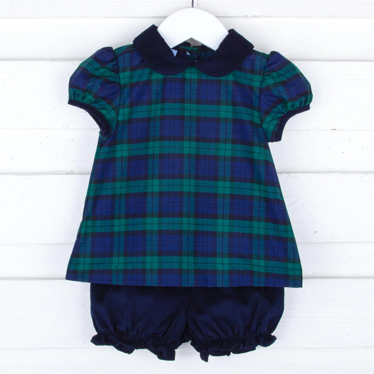 Hamilton Plaid Navy & Green Sally Bloomer Set - Image 2