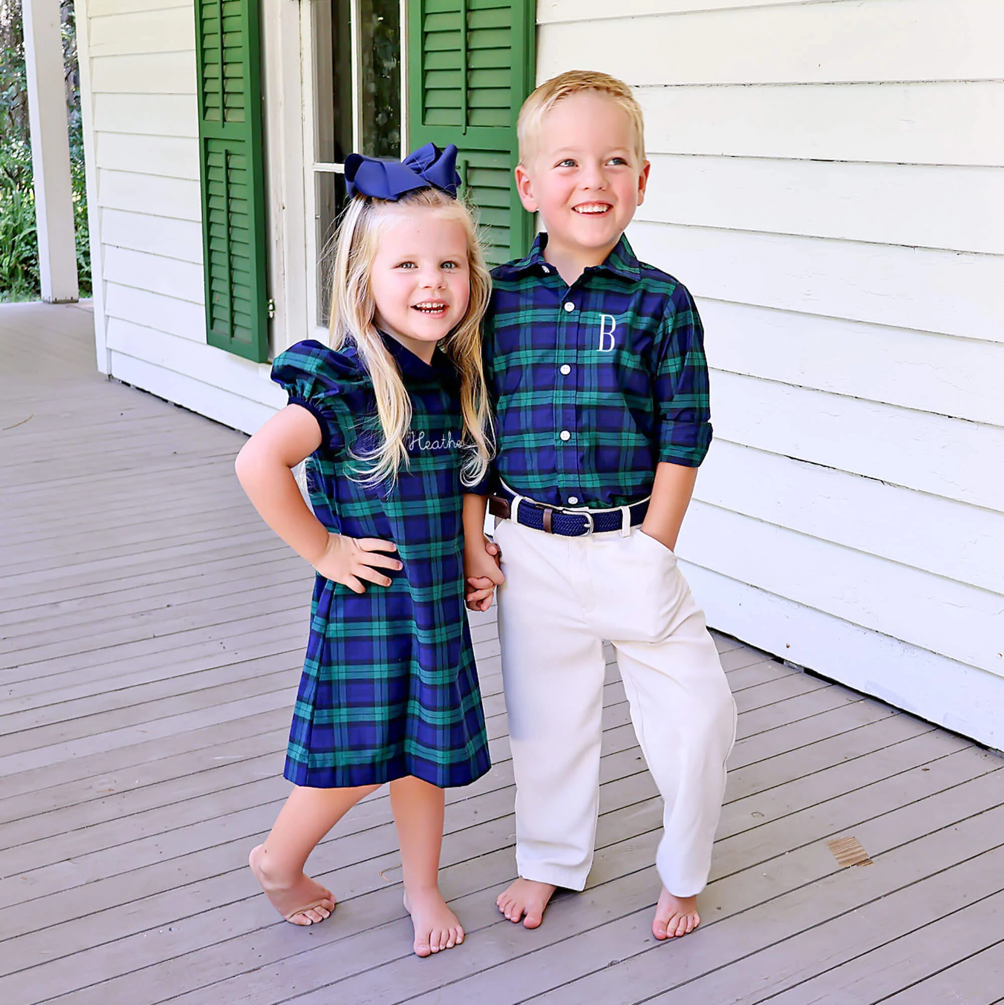 Hamilton Plaid Navy & Green Sally Dress - Image 3