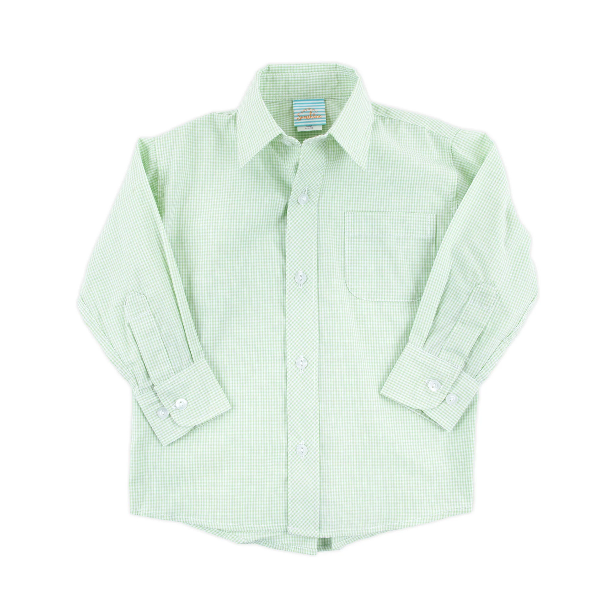 Light Green Gingham Button Down Shirt - Image 2