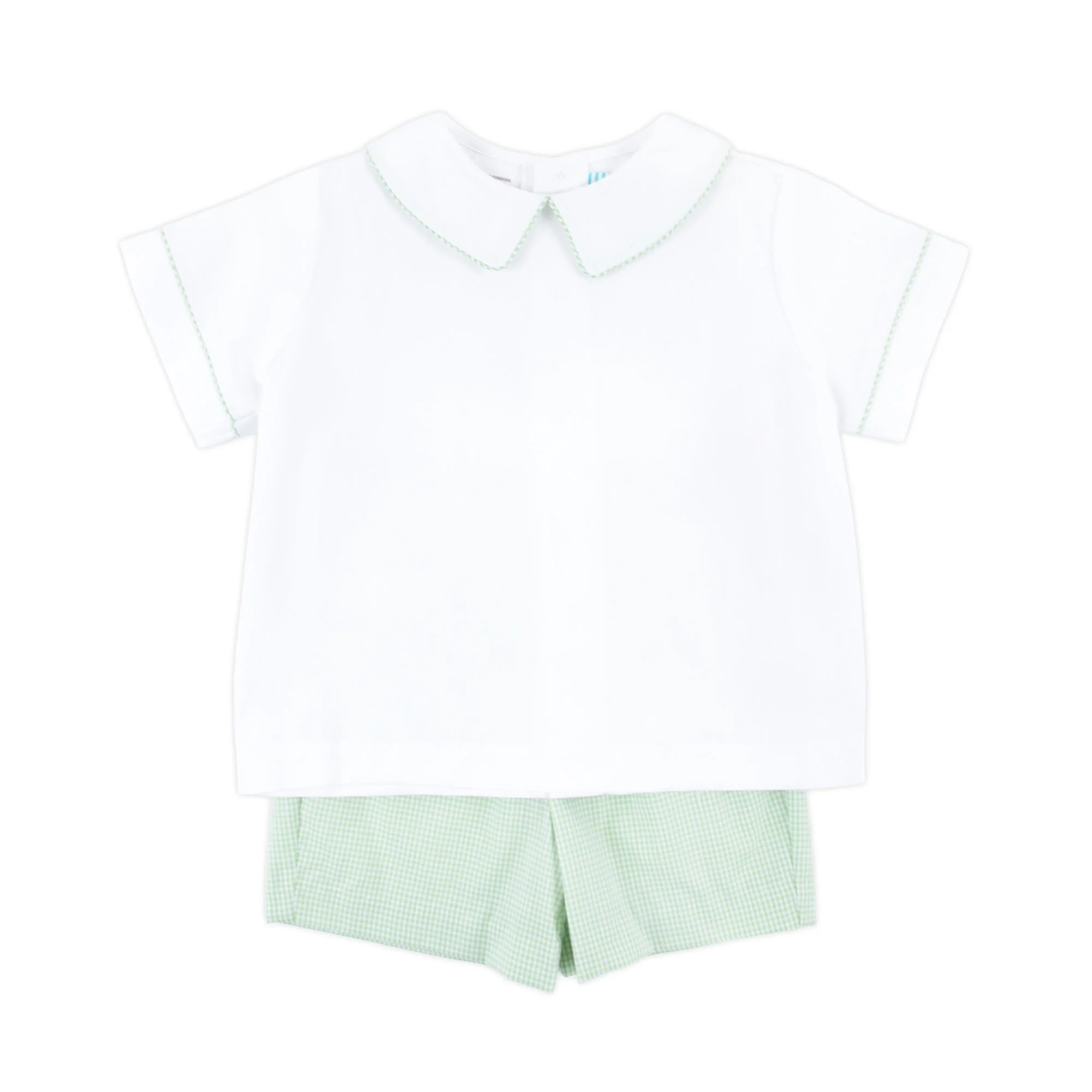Light Green Gingham Collared Short Set - Image 2