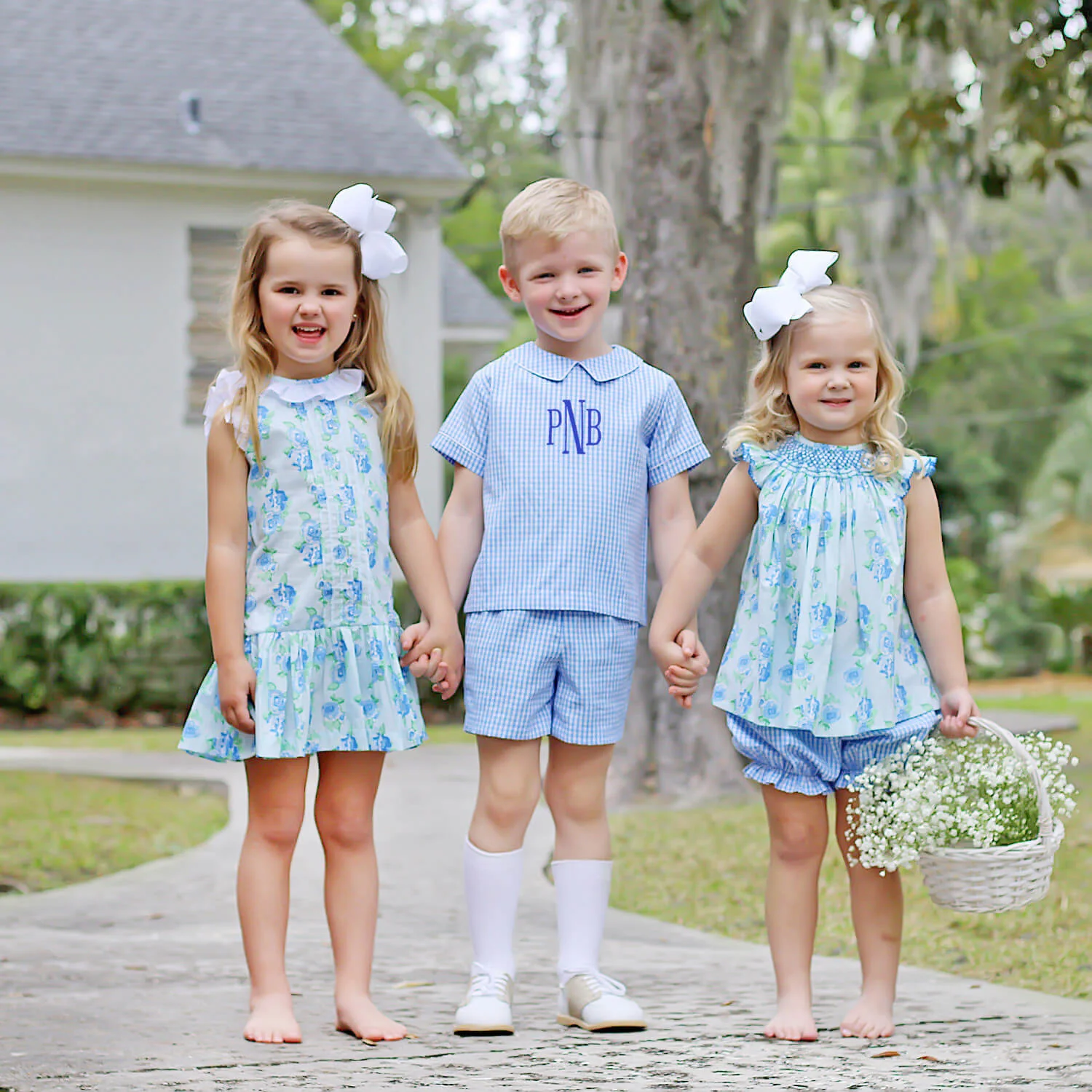 Blue Gingham Collared Short Set - Image 3