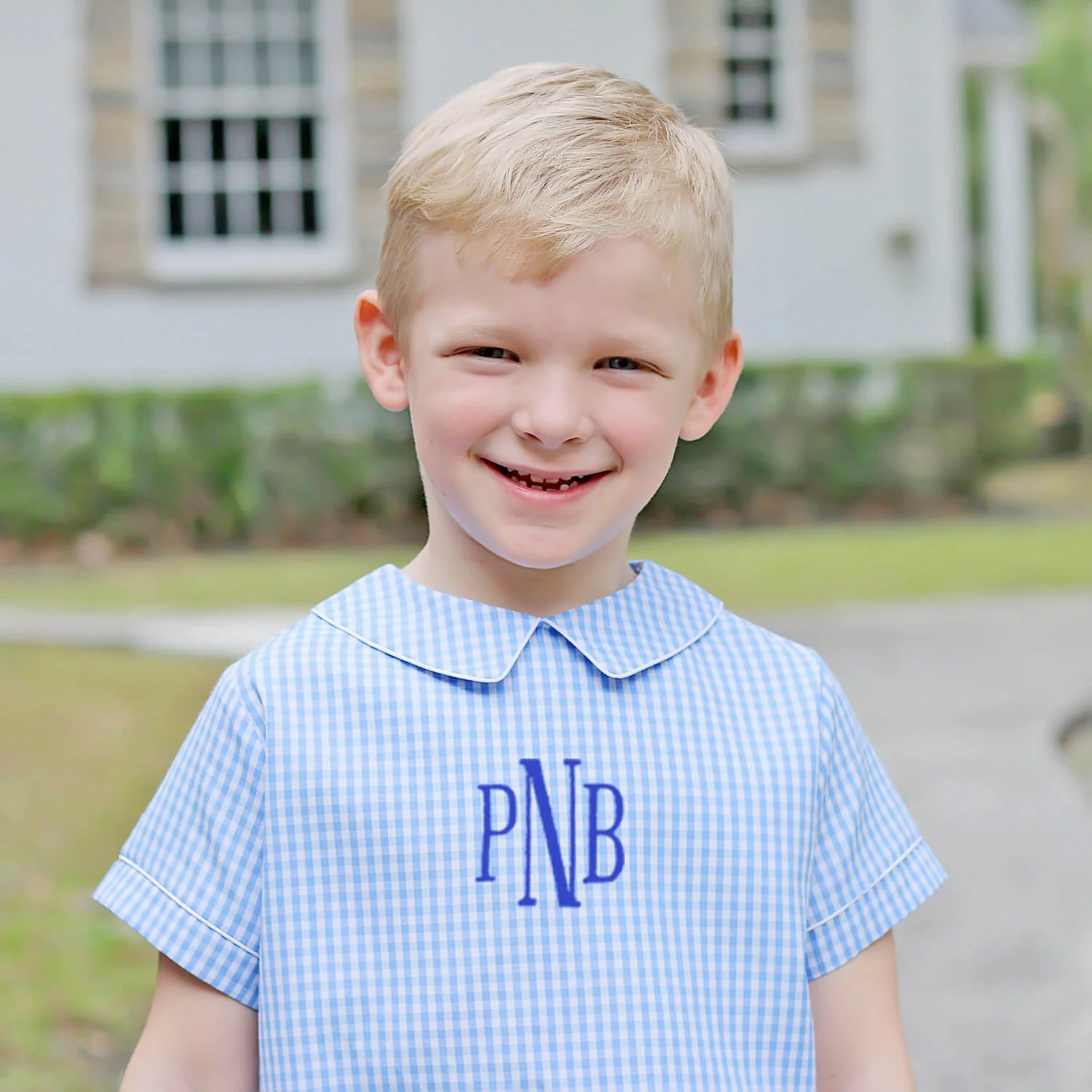 Blue Gingham Collared Short Set - Image 4