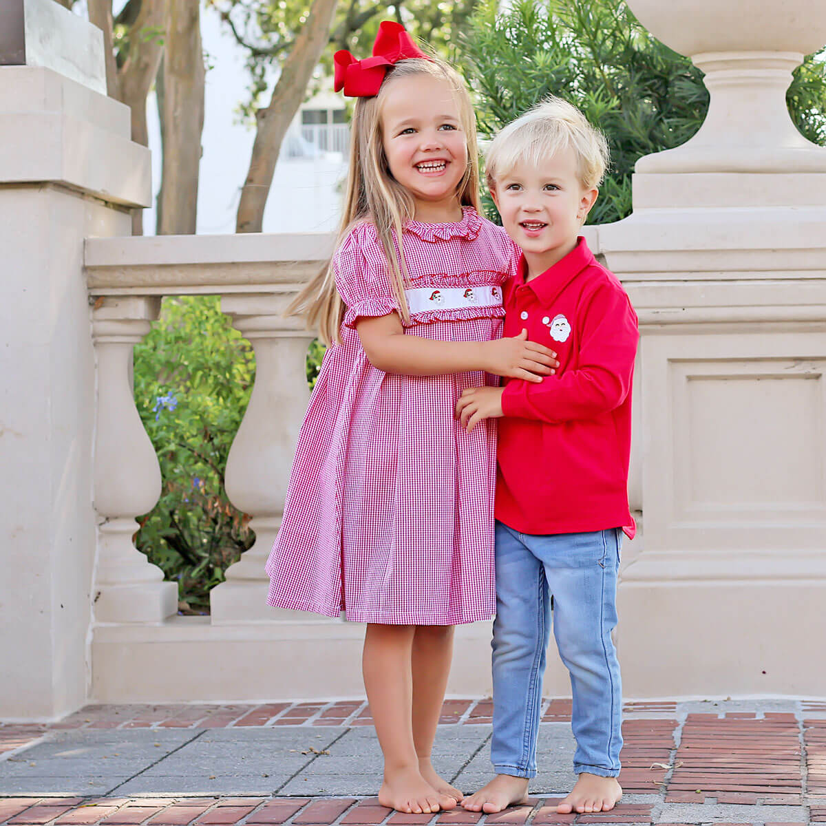 Happy Santa Red Gingham Chloe Dress - Image 4