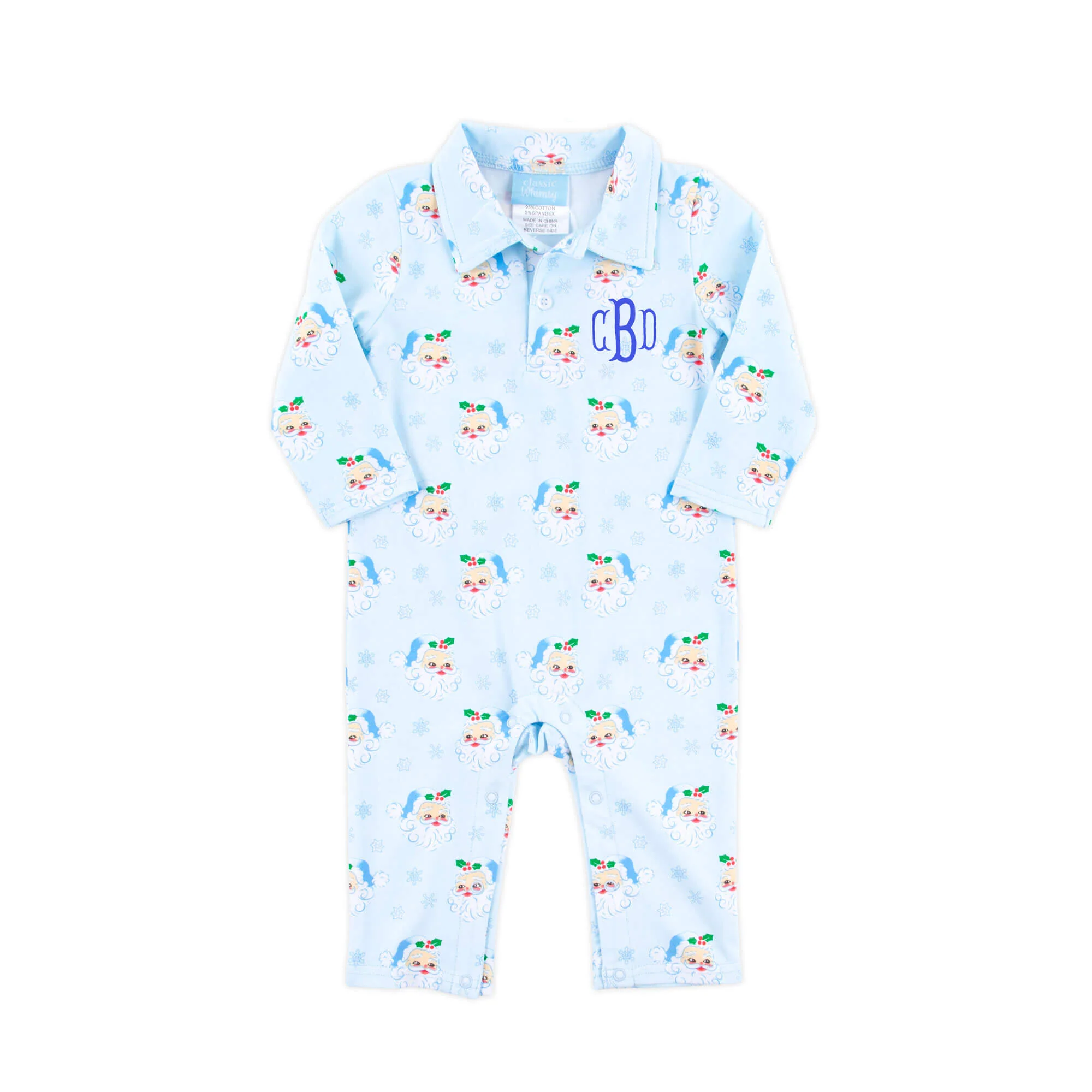 Vintage Santa Blue Polo Romper - Image 2