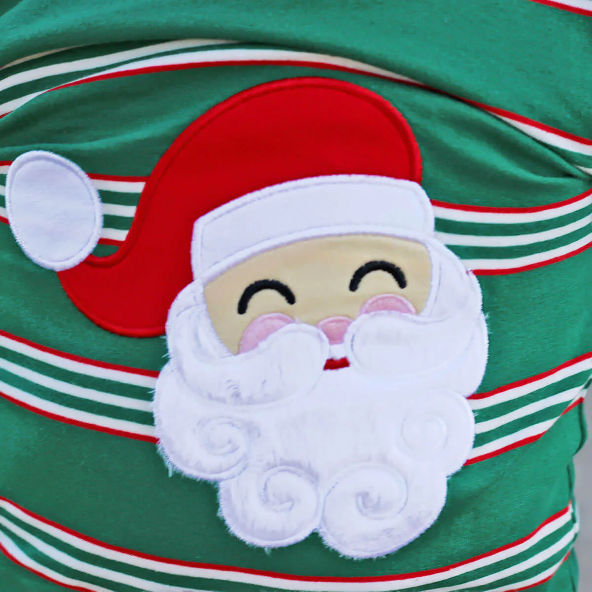 Happy Santa Green Stripe Pajamas - Image 3